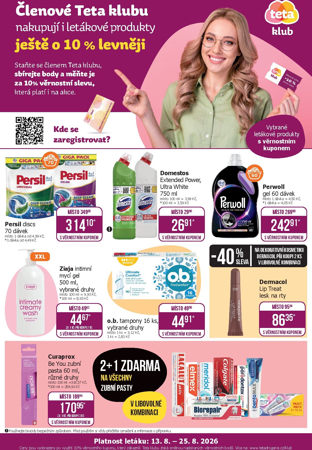Budoucí Teta drogerie - Klubová akce leták platný od čtvrtka 13.08.2026 do úterý 25.08.2026