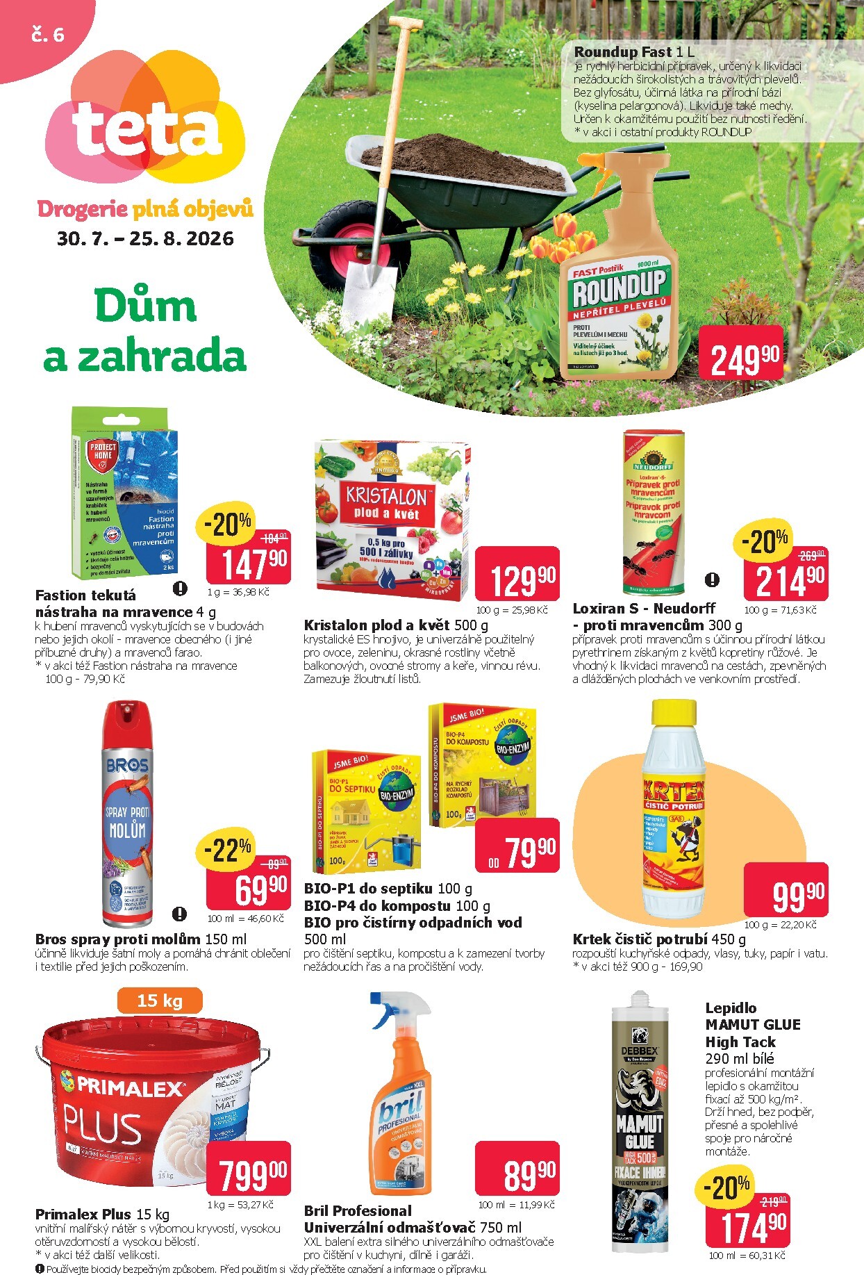Aktuální Teta drogerie - Dům a zahrada leták platný od čtvrtka 30.07.2026 do úterý 25.08.2026