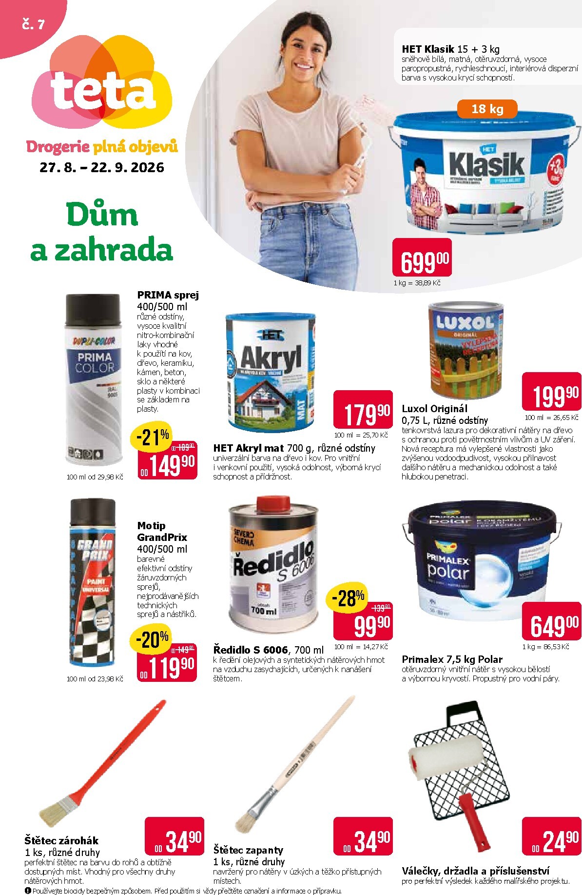 Aktuální Teta drogerie - Dům a zahrada leták platný od čtvrtka 27.08.2026 do úterý 22.09.2026
