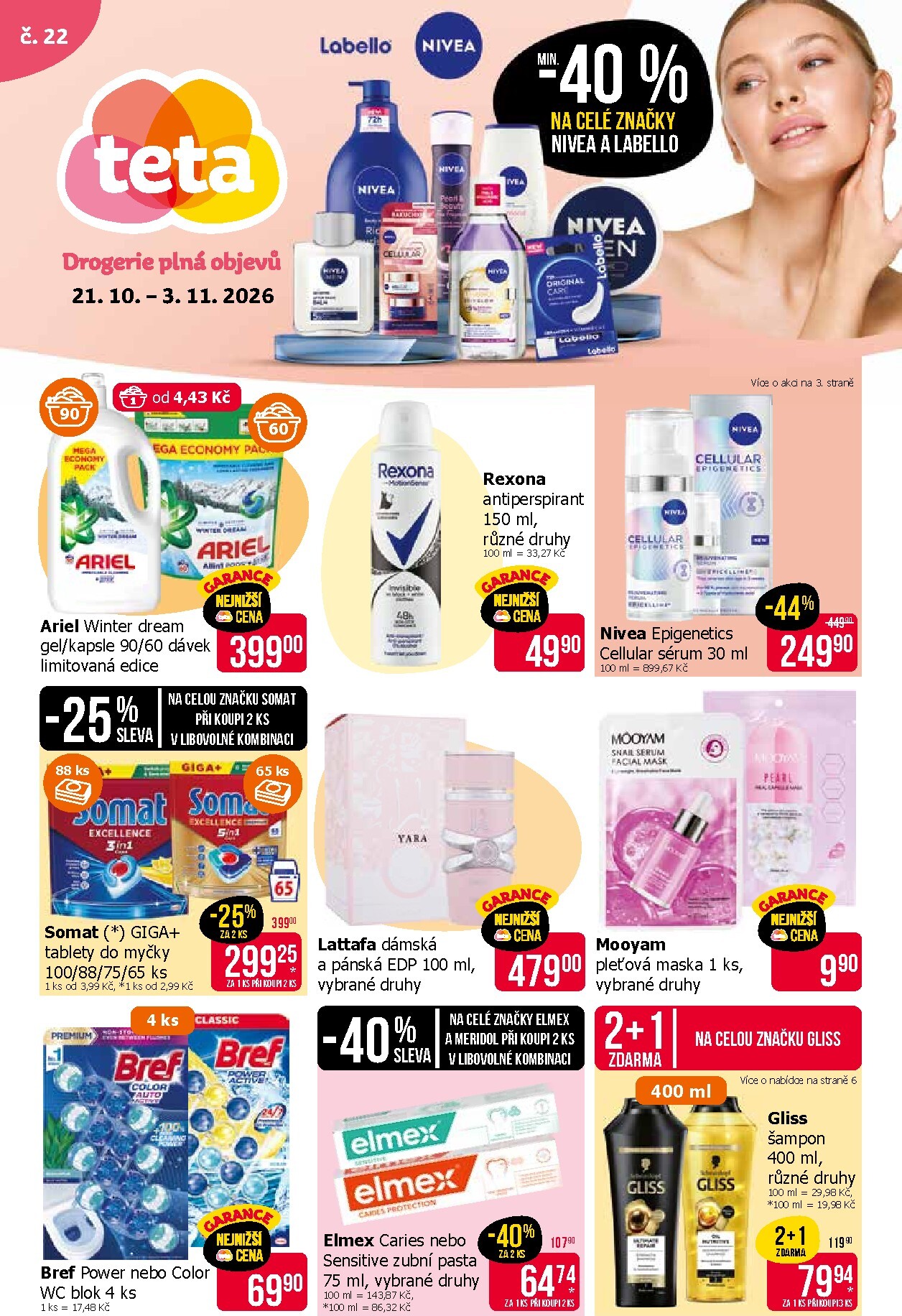 Budoucí Teta drogerie leták platný od středy 21.10.2026 do úterý 03.11.2026