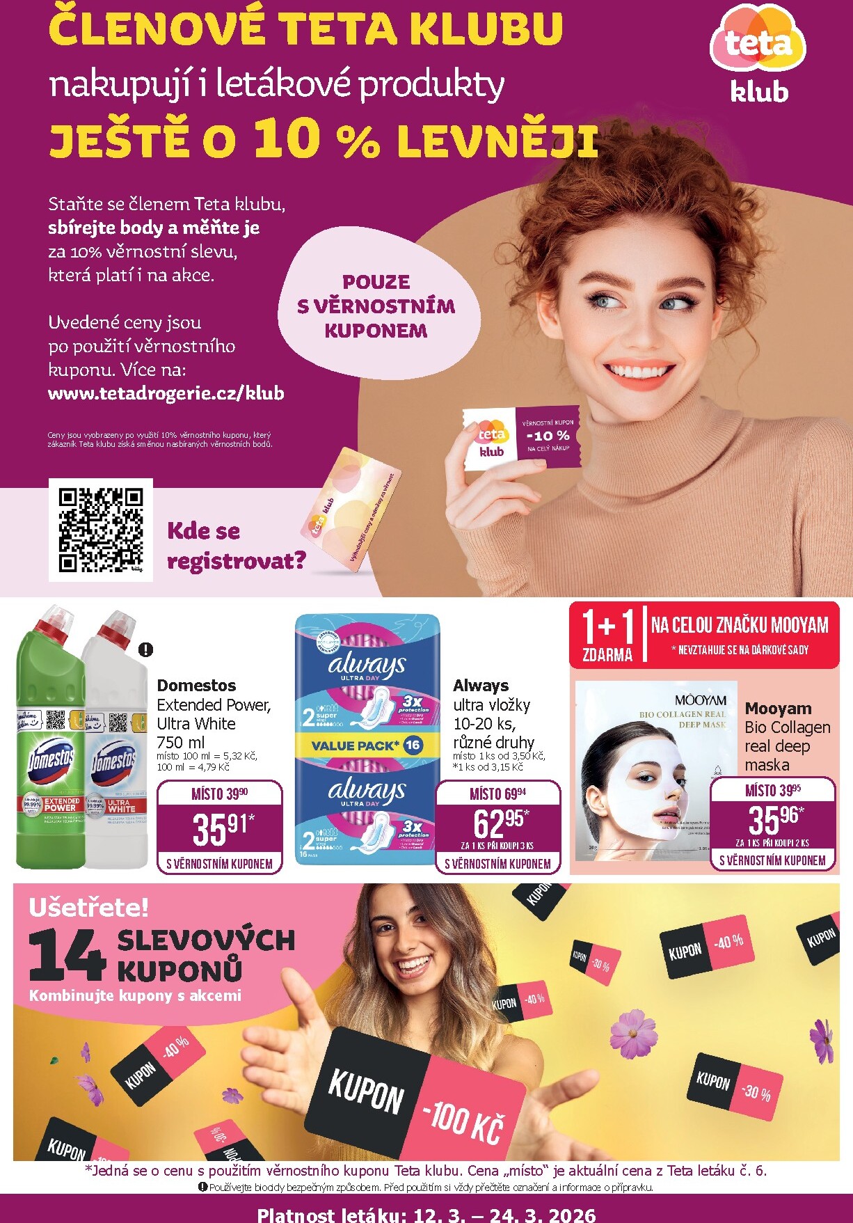 Teta drogerie - Klubová akce leták platný od čtvrtka 12.03.2026 do úterý 24.03.2026