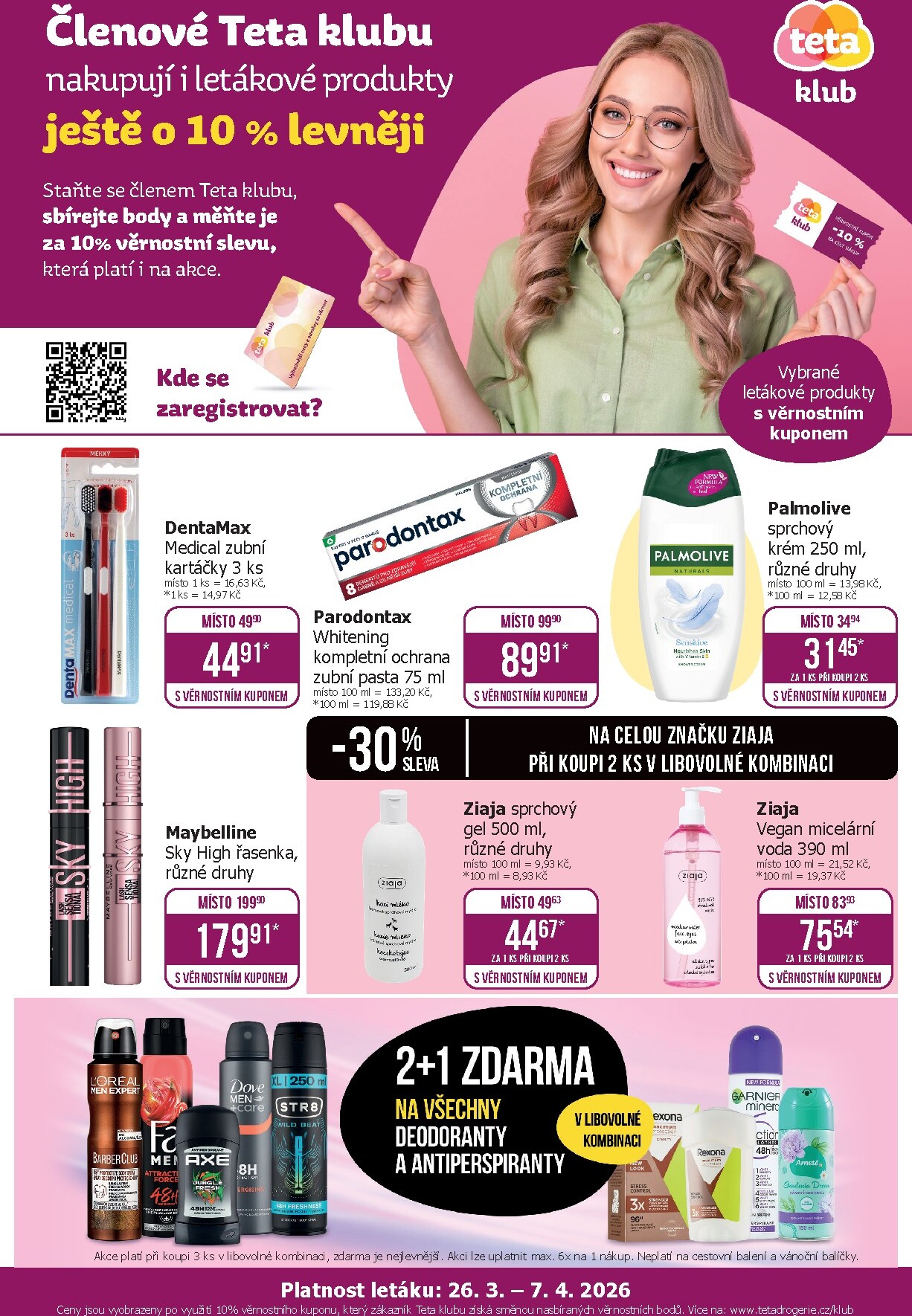 Teta drogerie - Klubová akce leták platný od čtvrtka 26.03.2026 do úterý 07.04.2026