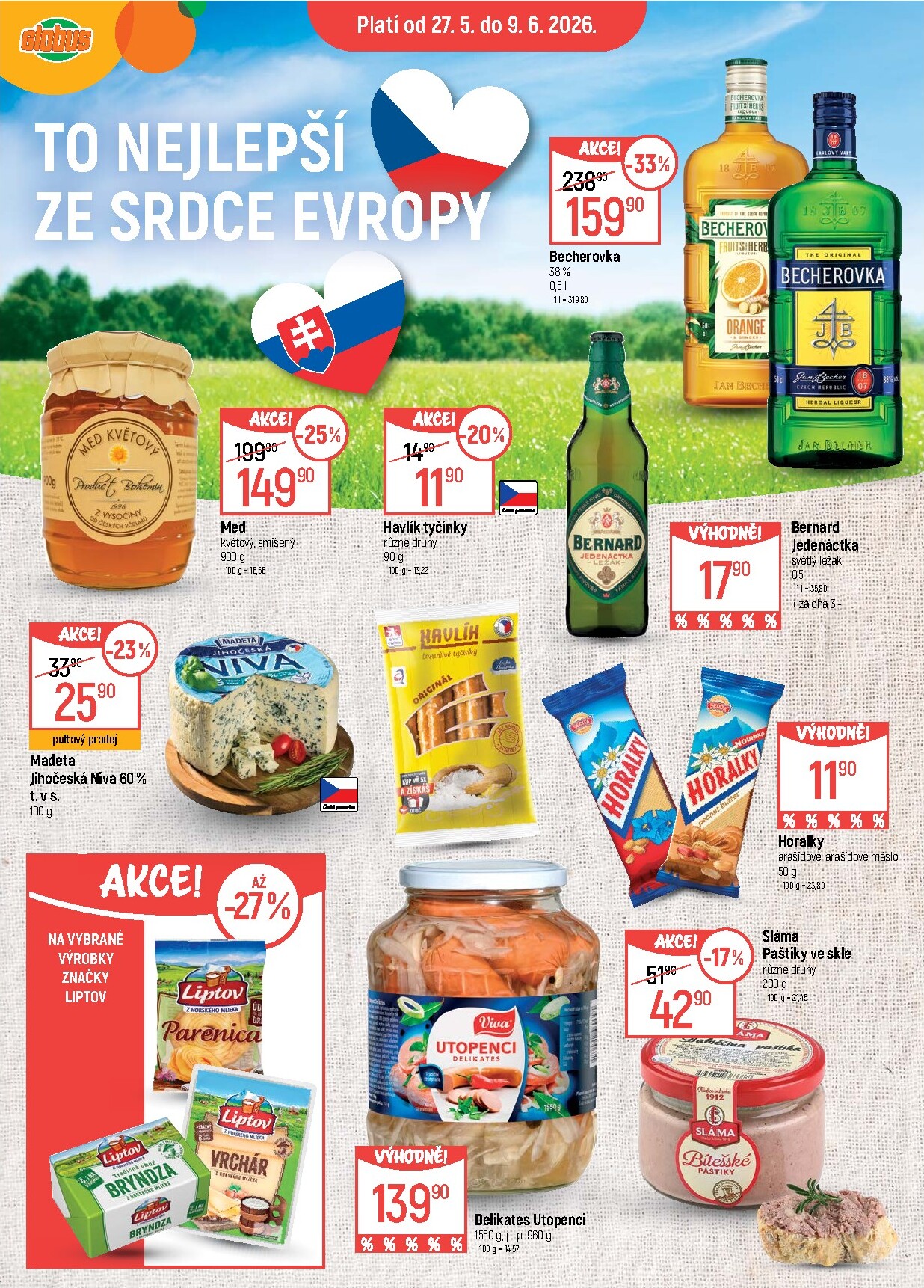 Aktuální Globus - To nejlepší ze srdce Evropy leták platný od středy 27.05.2026 do úterý 09.06.2026