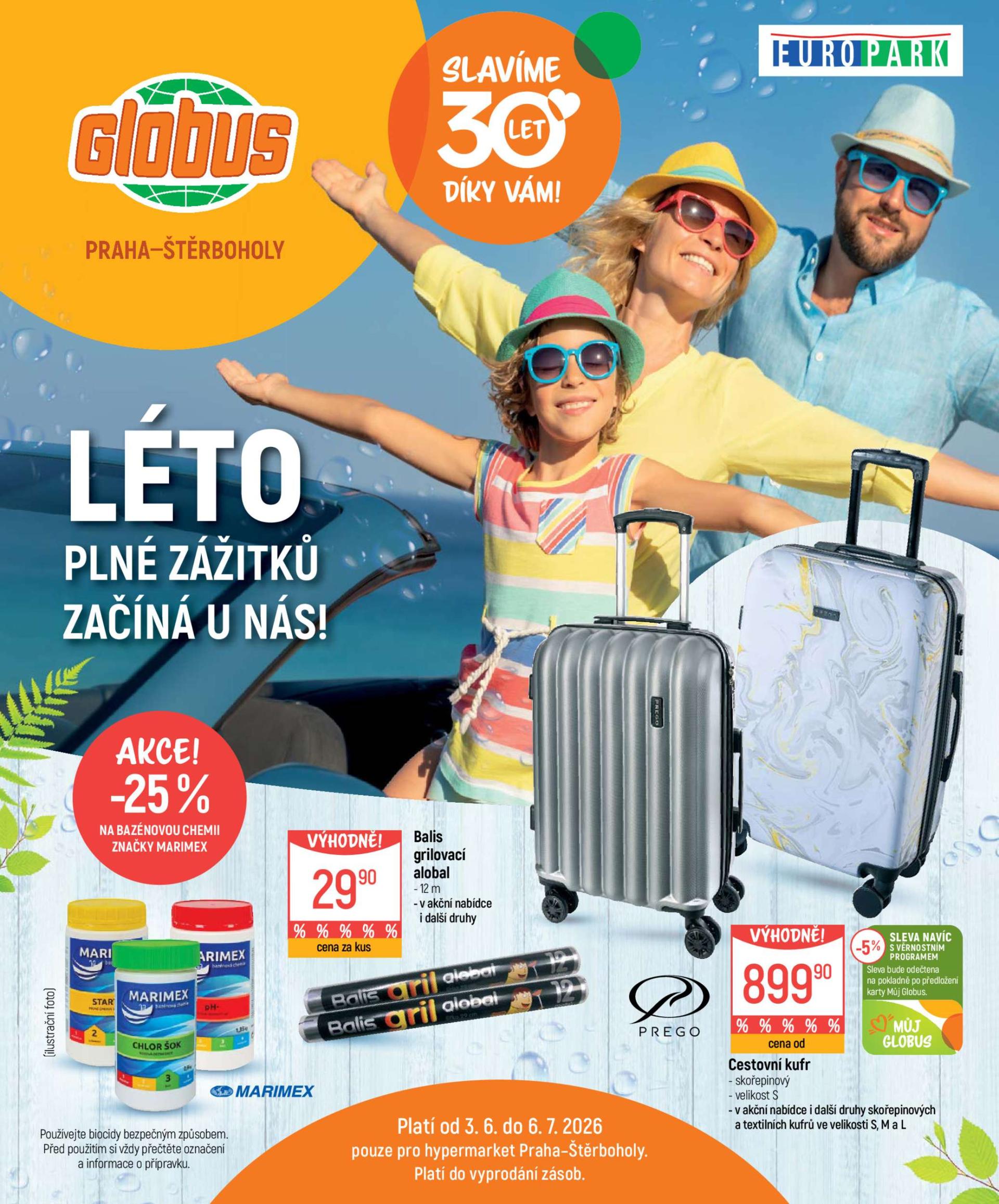 Aktuální Globus Praha Štěrboholy - Léto plné zážitků leták platný od středy 03.06.2026 do pondělí 06.07.2026