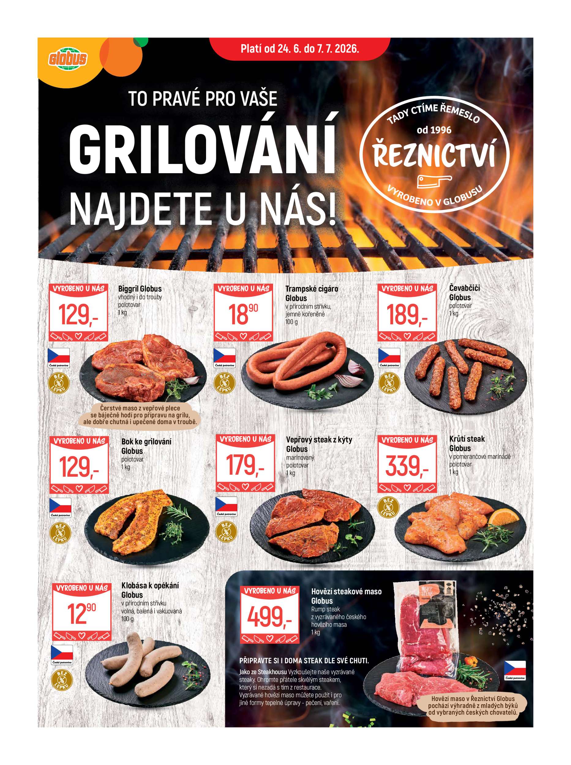 Globus - Grilování leták na příští týden od středy 24.06.2026 do úterý 07.07.2026