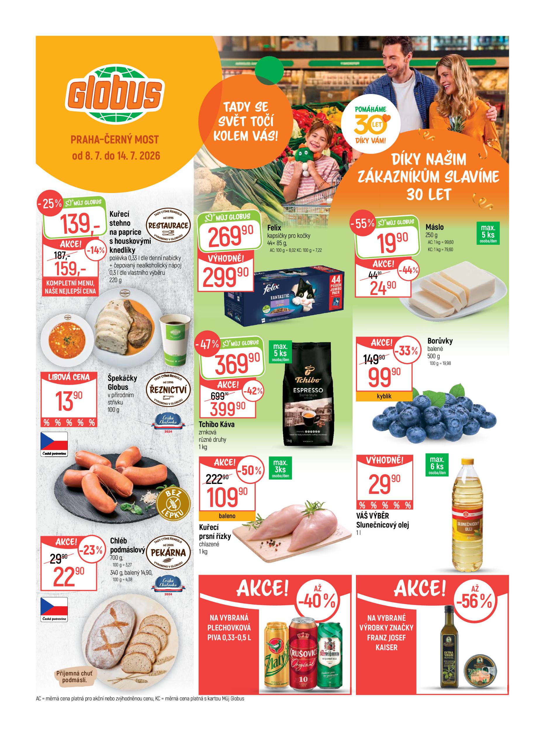 Aktuální Globus - Praha Černý Most leták platný od středy 08.07.2026 do úterý 14.07.2026
