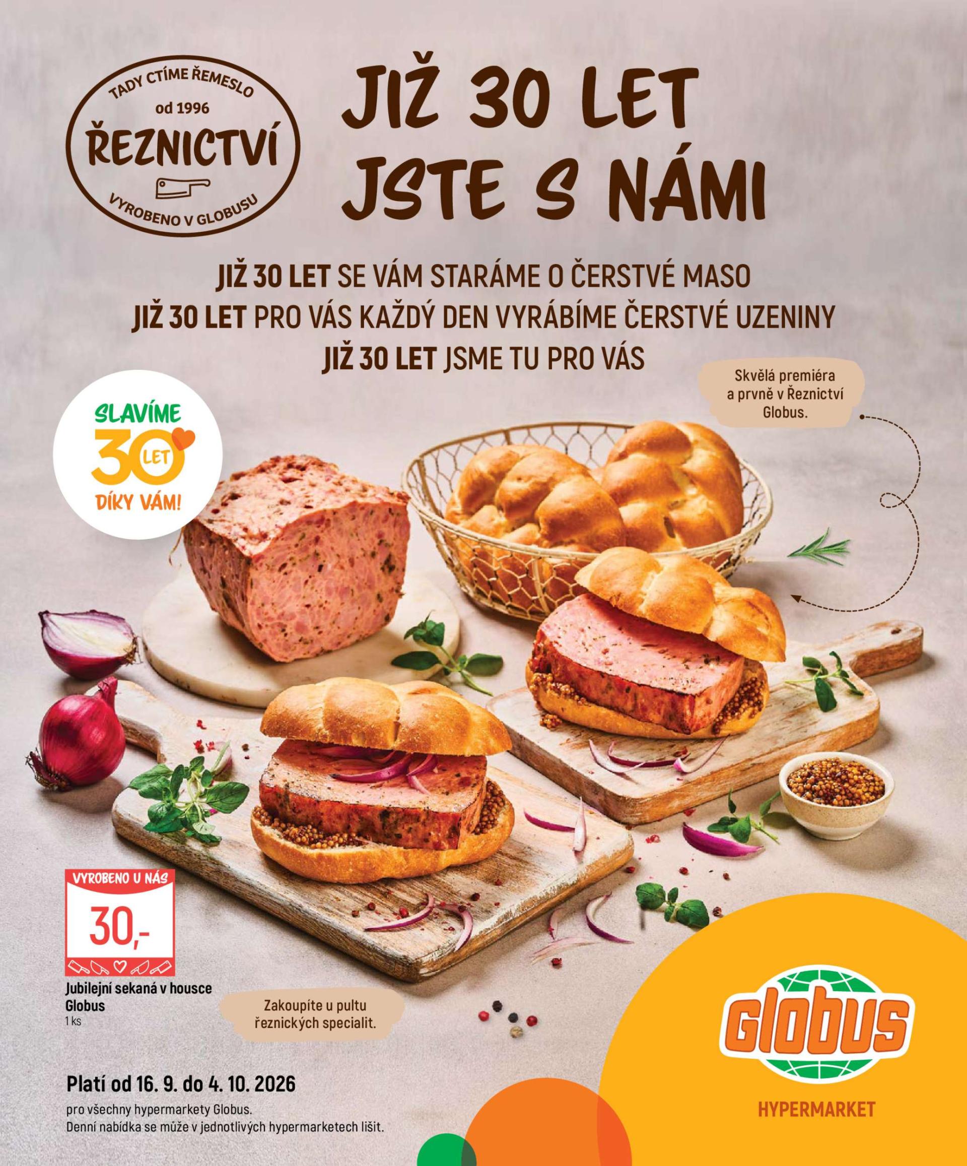 Globus - Řeznictví leták na příští týden od středy 16.09.2026 do neděle 04.10.2026