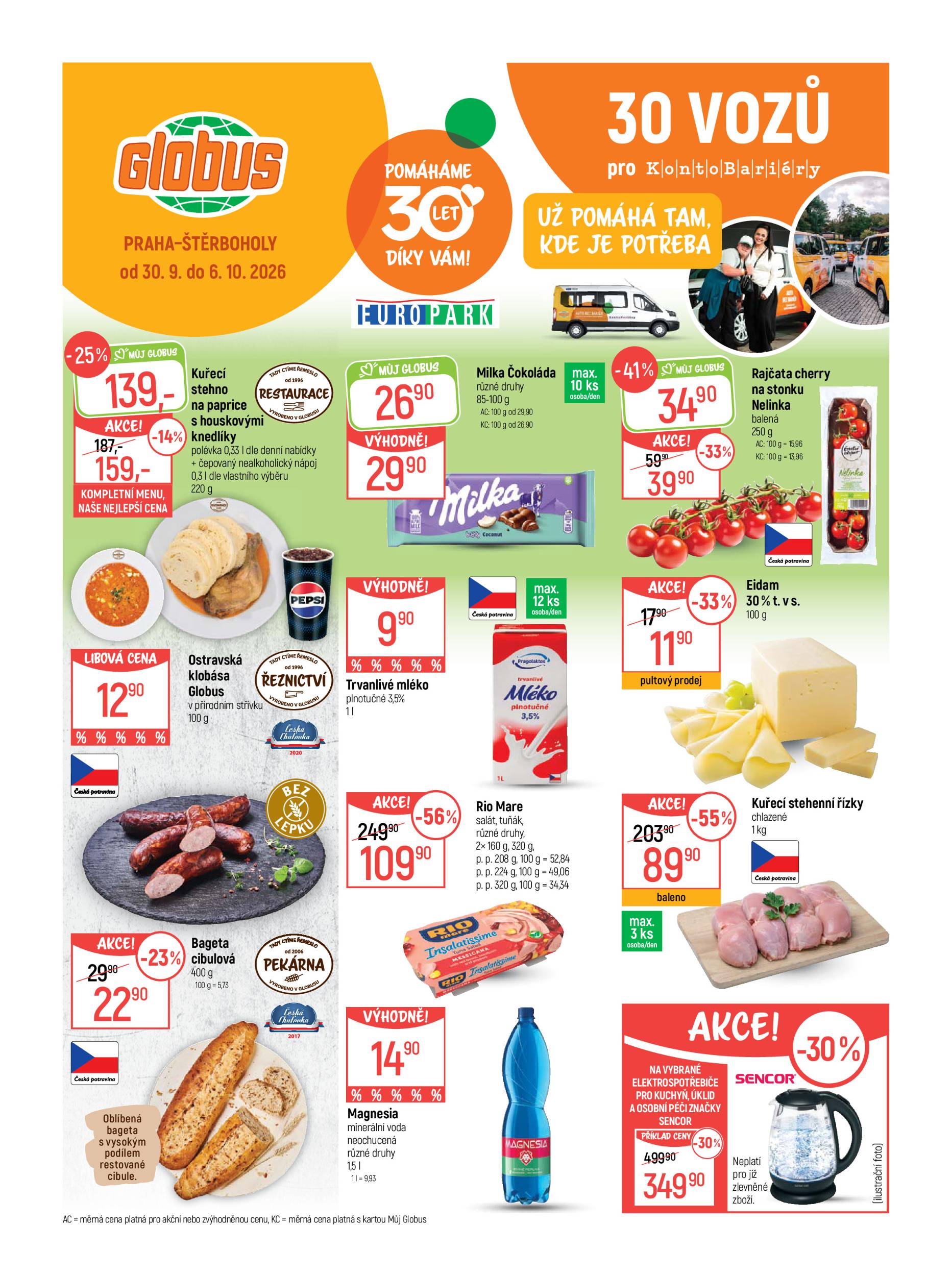 Globus Praha–Štěrboholy leták na příští týden od středy 30.09.2026 do úterý 06.10.2026