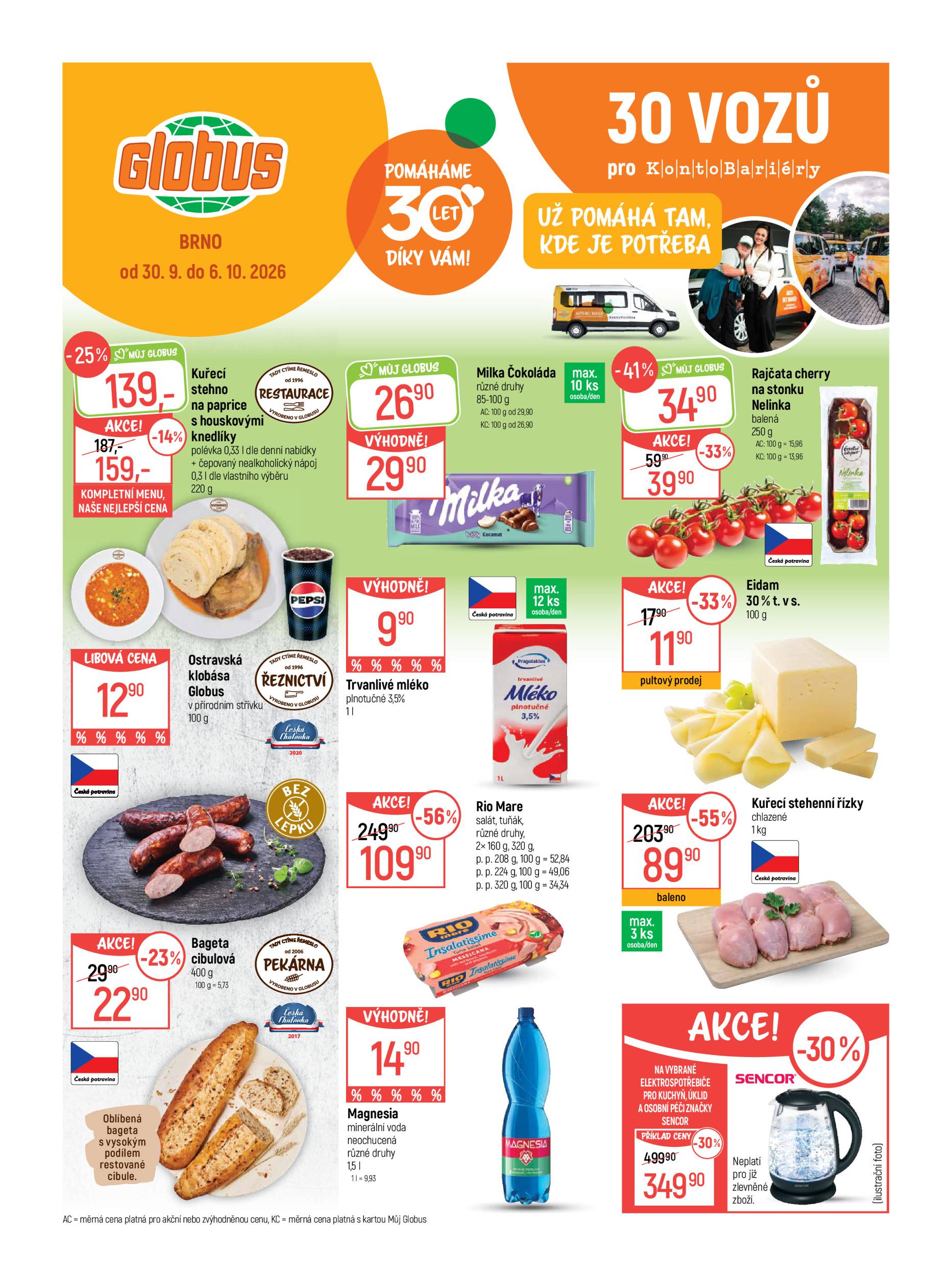 Globus Brno leták na příští týden od středy 30.09.2026 do úterý 06.10.2026