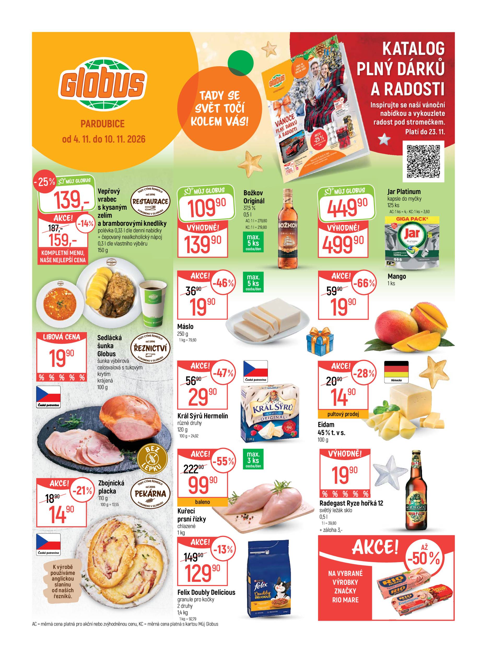Globus Pardubice leták na příští týden od středy 04.11.2026 do úterý 10.11.2026