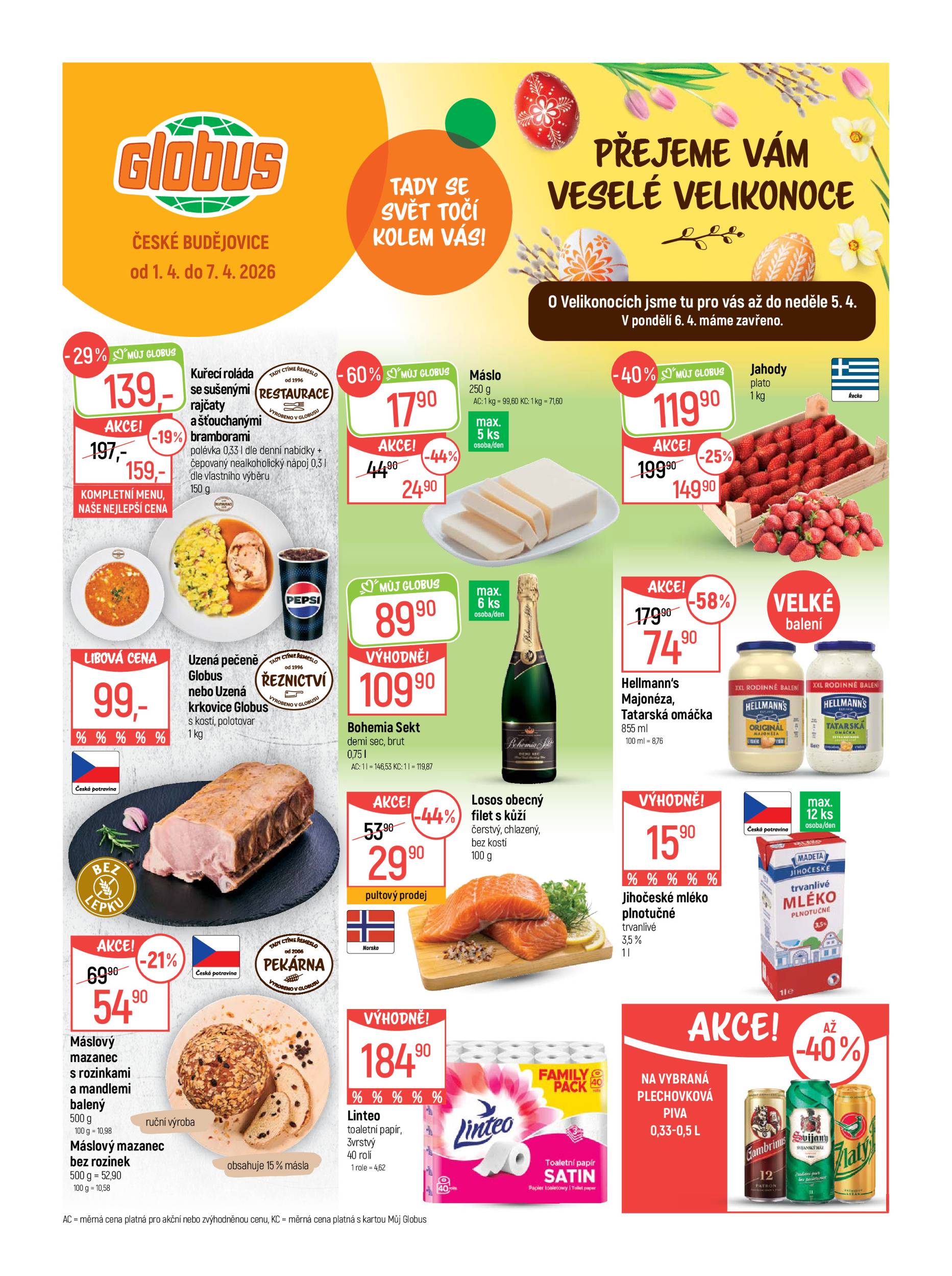 Globus - České Budějovice leták platný od středy 01.04.2026 do úterý 07.04.2026
