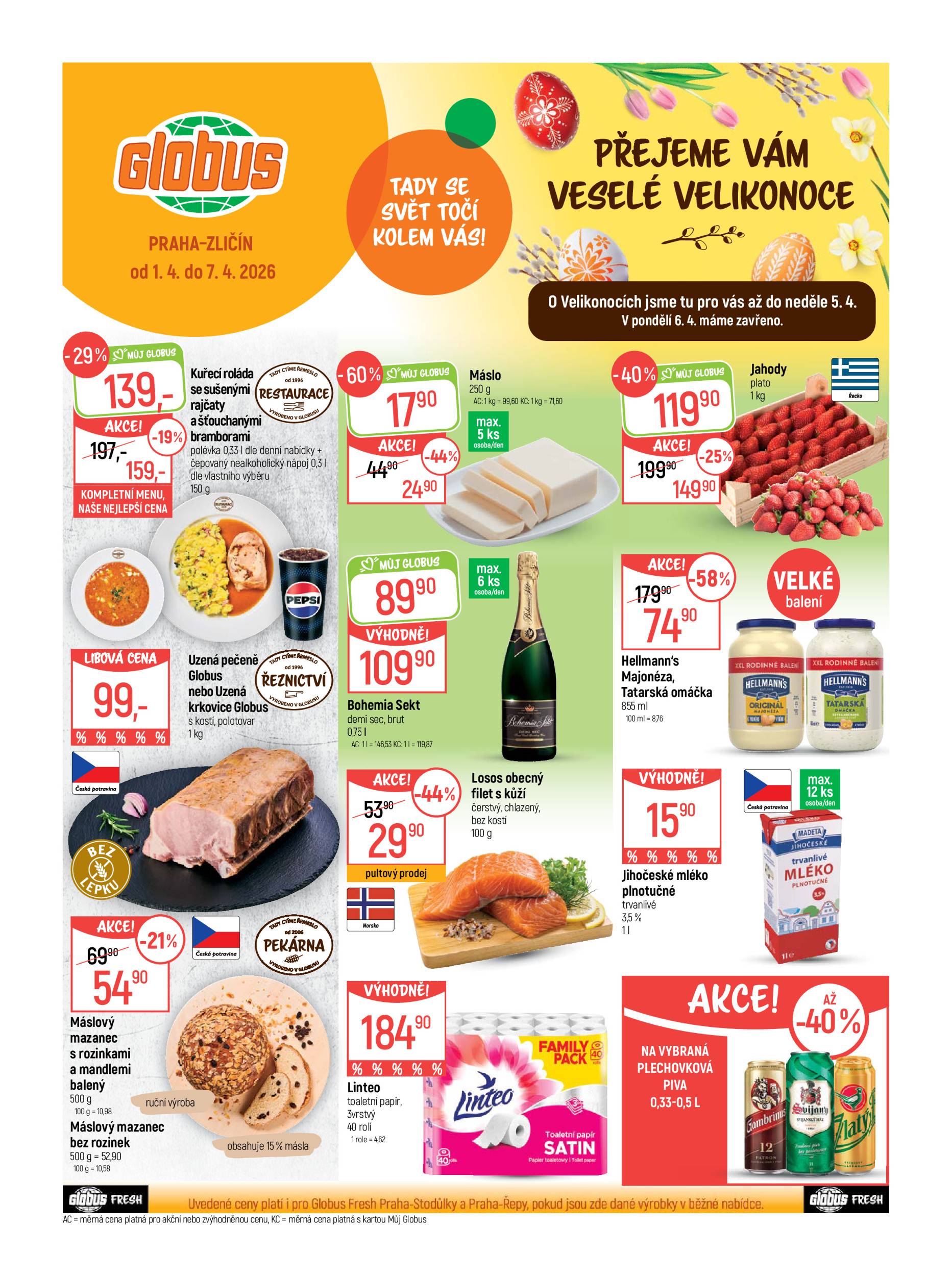 Globus - Praha - Zličín leták platný od středy 01.04.2026 do úterý 07.04.2026