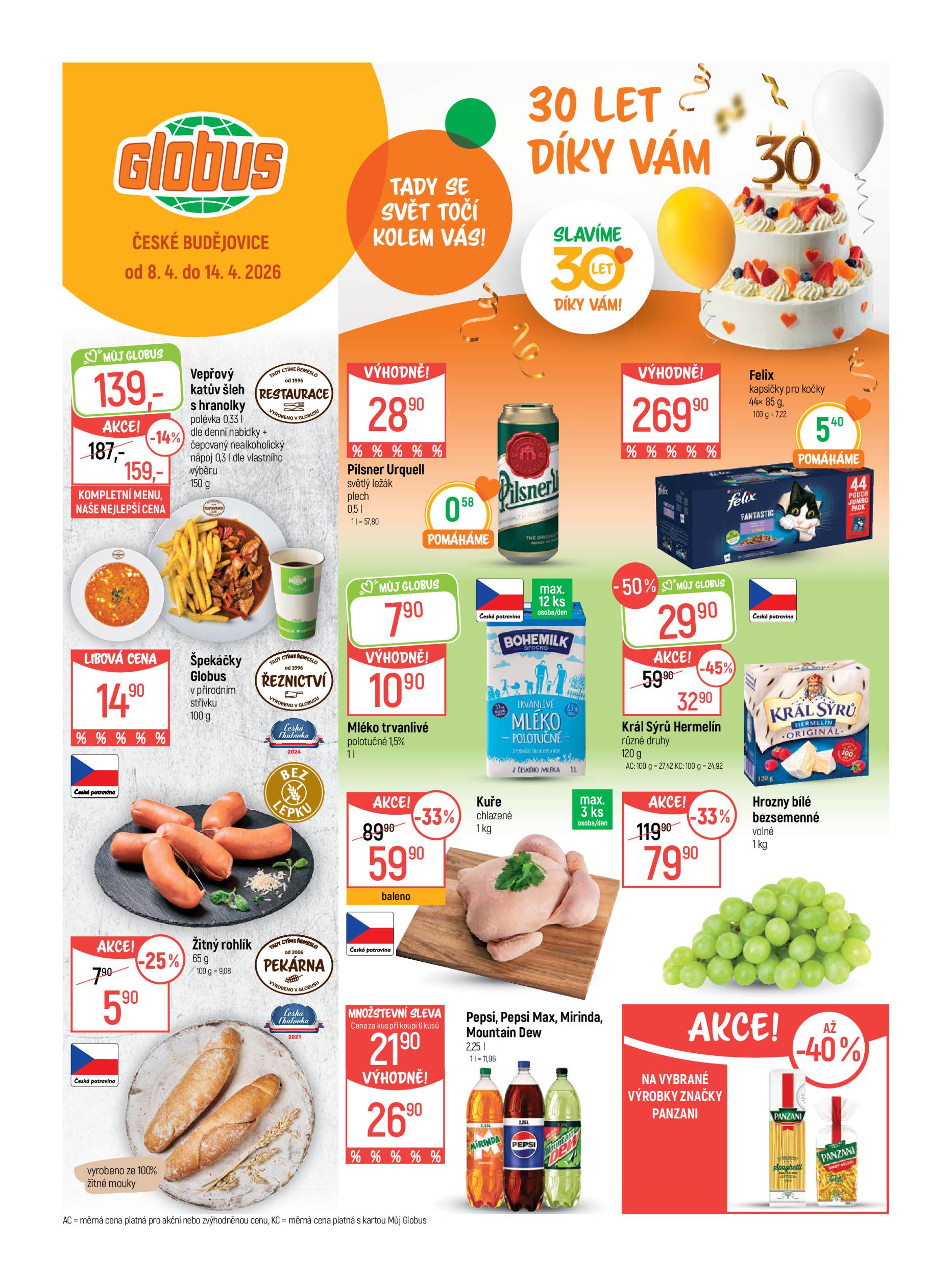 Globus - České Budějovice leták platný od středy 08.04.2026 do úterý 14.04.2026