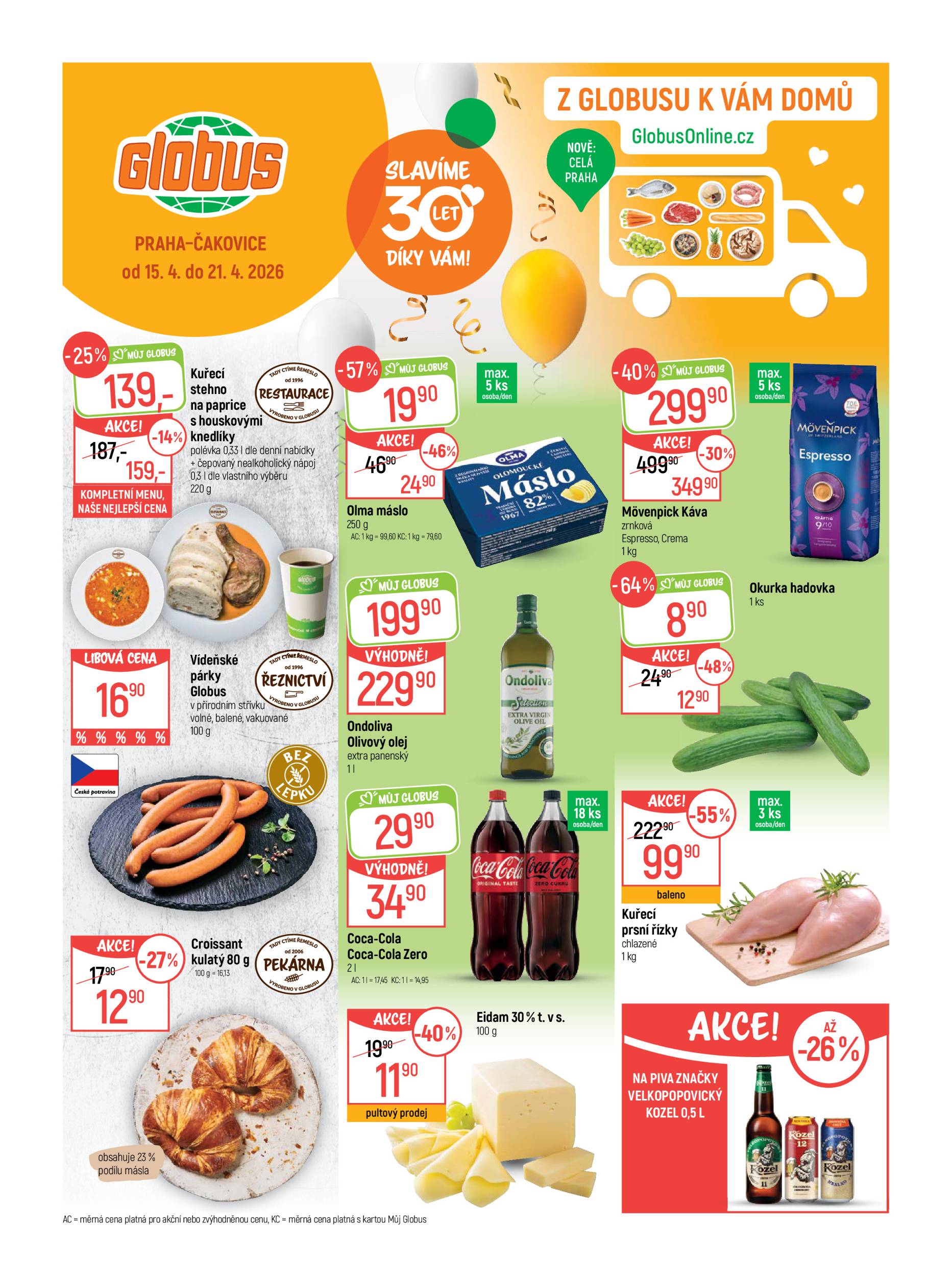 Globus - Praha - Čakovice leták na příští týden od středy 15.04.2026 do úterý 21.04.2026