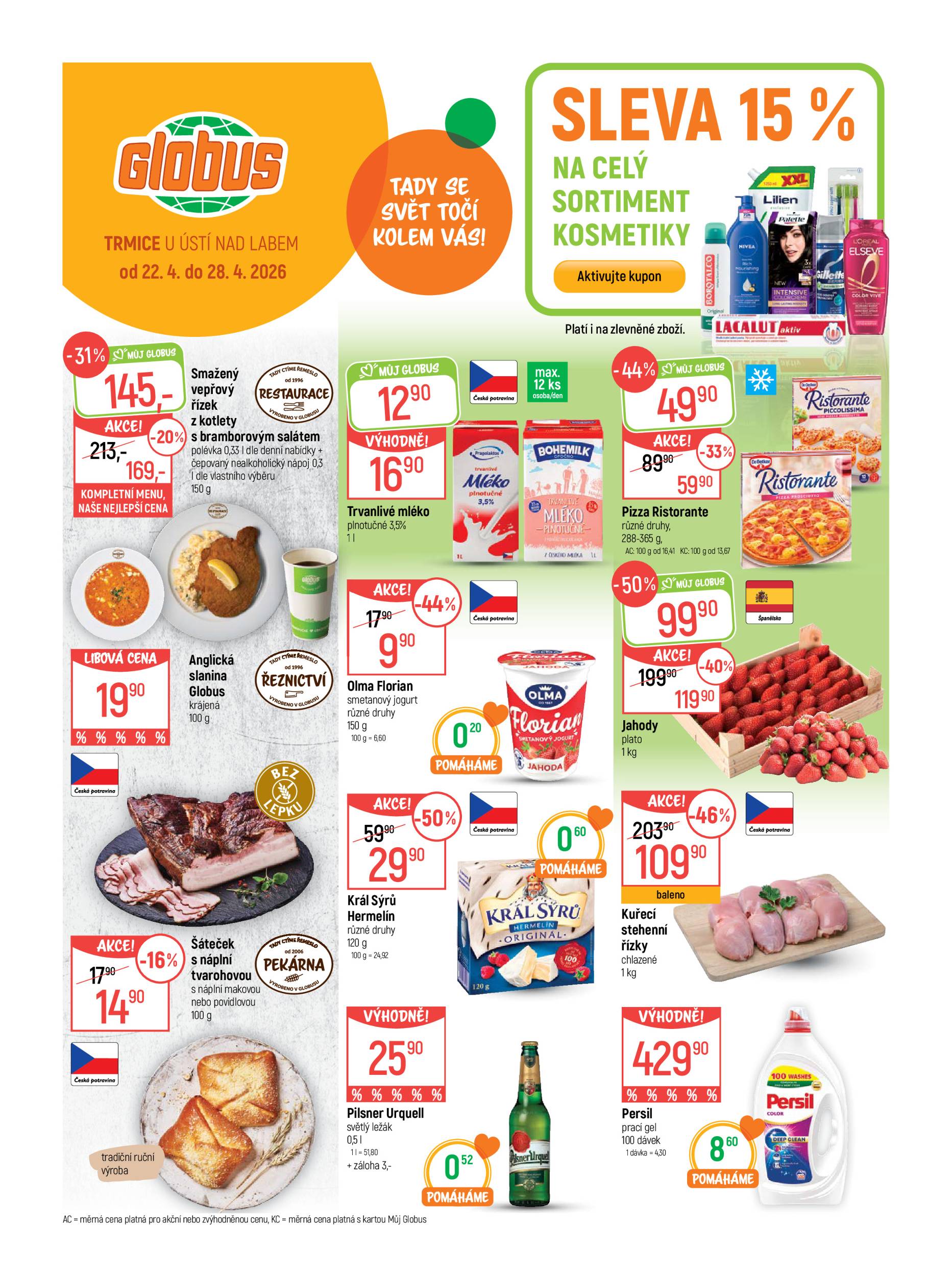 Globus - Trmice u Ústí nad Labem leták na příští týden od středy 22.04.2026 do úterý 28.04.2026