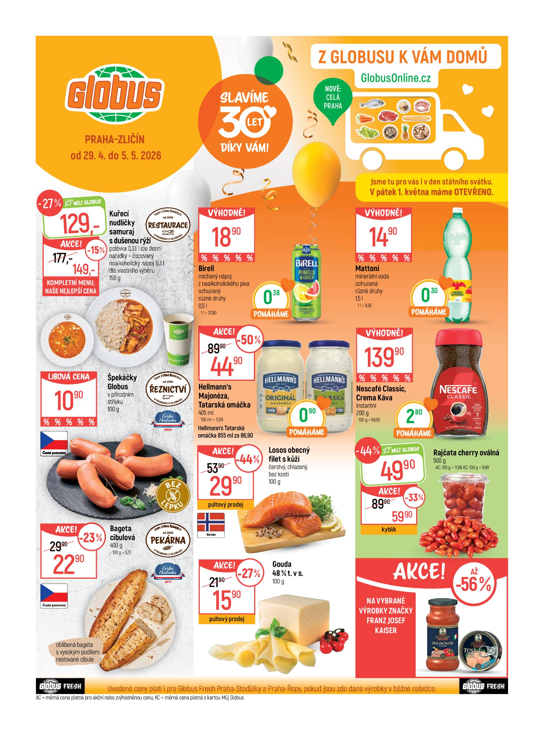Globus - Praha - Zličín leták na příští týden od středy 29.04.2026 do úterý 05.05.2026