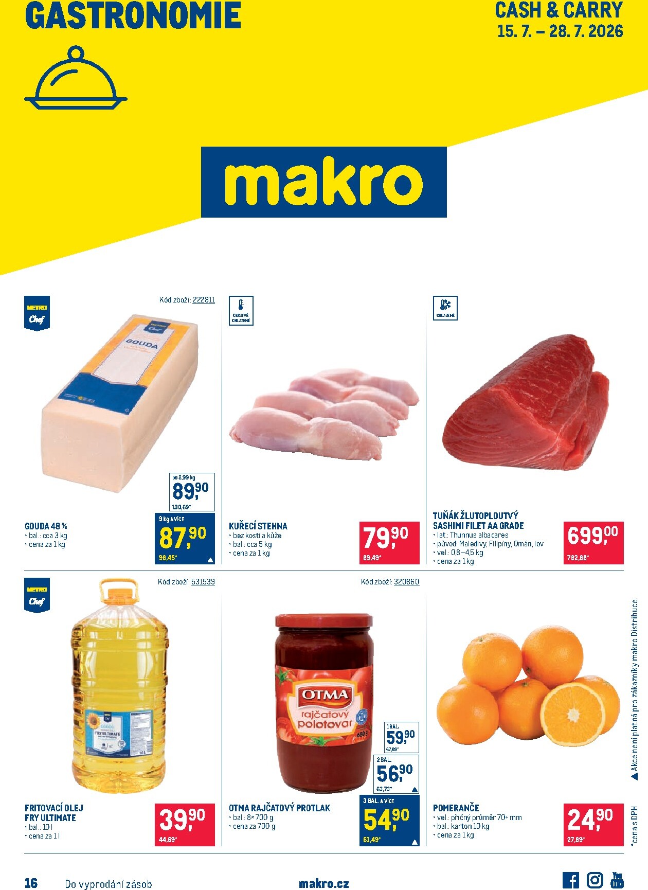 Aktuální Makro - Gastronomie Cash & Carry leták platný od středy 15.07.2026 do úterý 28.07.2026