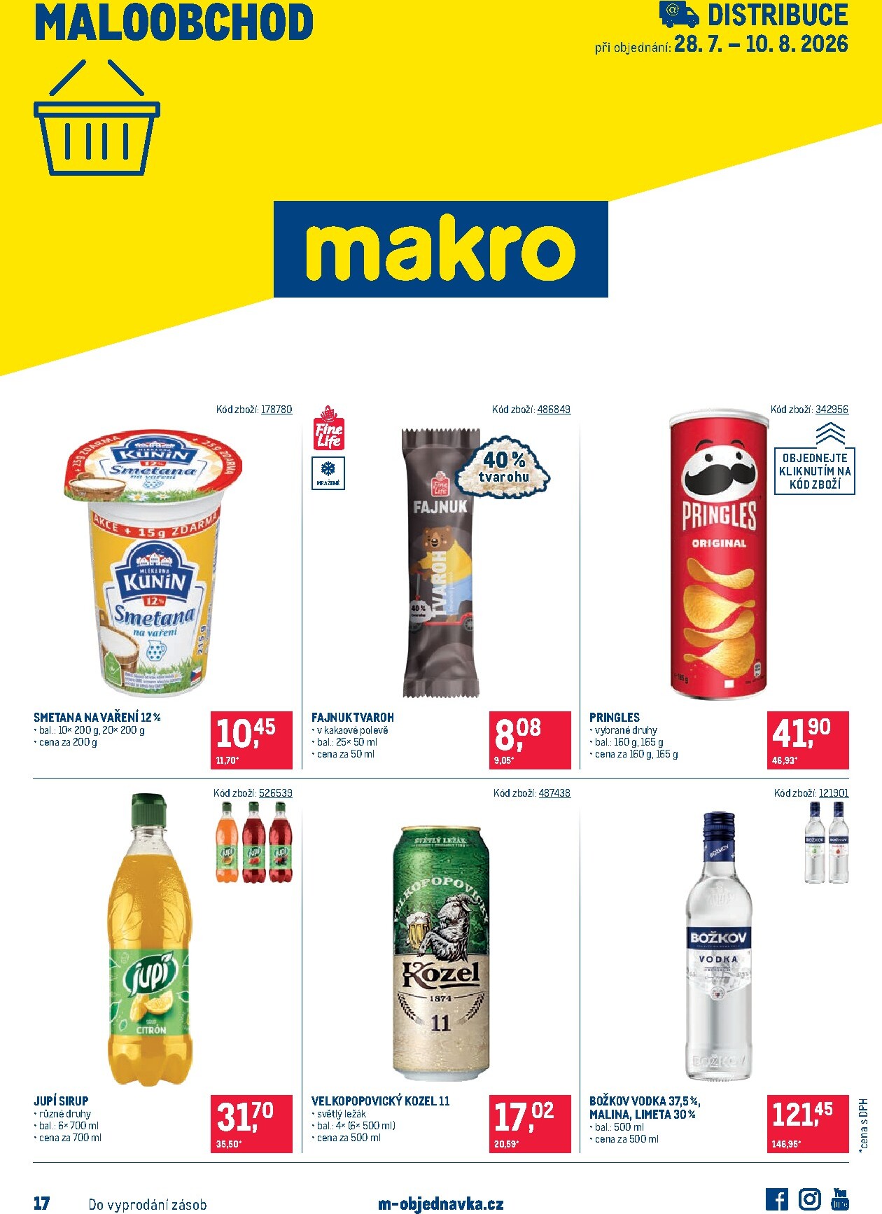 Aktuální Makro - Maloobchod - Distribuce leták platný od úterý 28.07.2026 do pondělí 10.08.2026