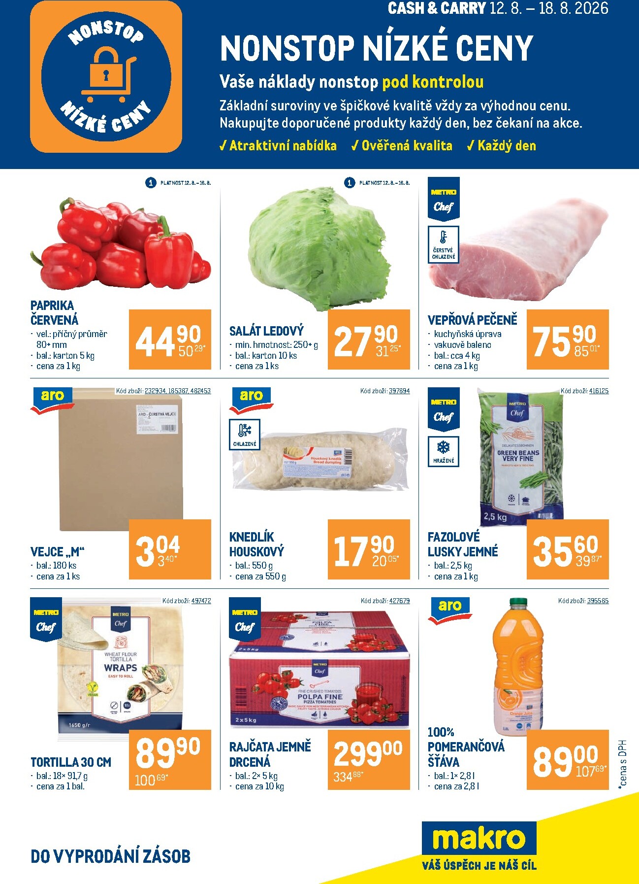 Aktuální Makro - Nonstop nízké ceny Cash & Carry leták platný od středy 12.08.2026 do úterý 18.08.2026