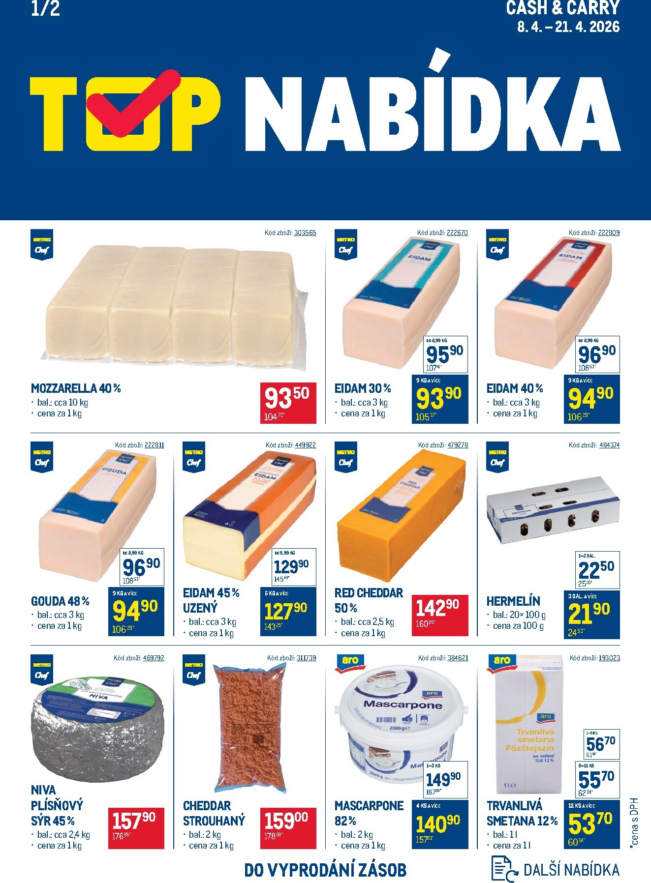 Aktuální Makro - TOP mléčné výrobky leták platný od středy 08.04.2026 do úterý 21.04.2026