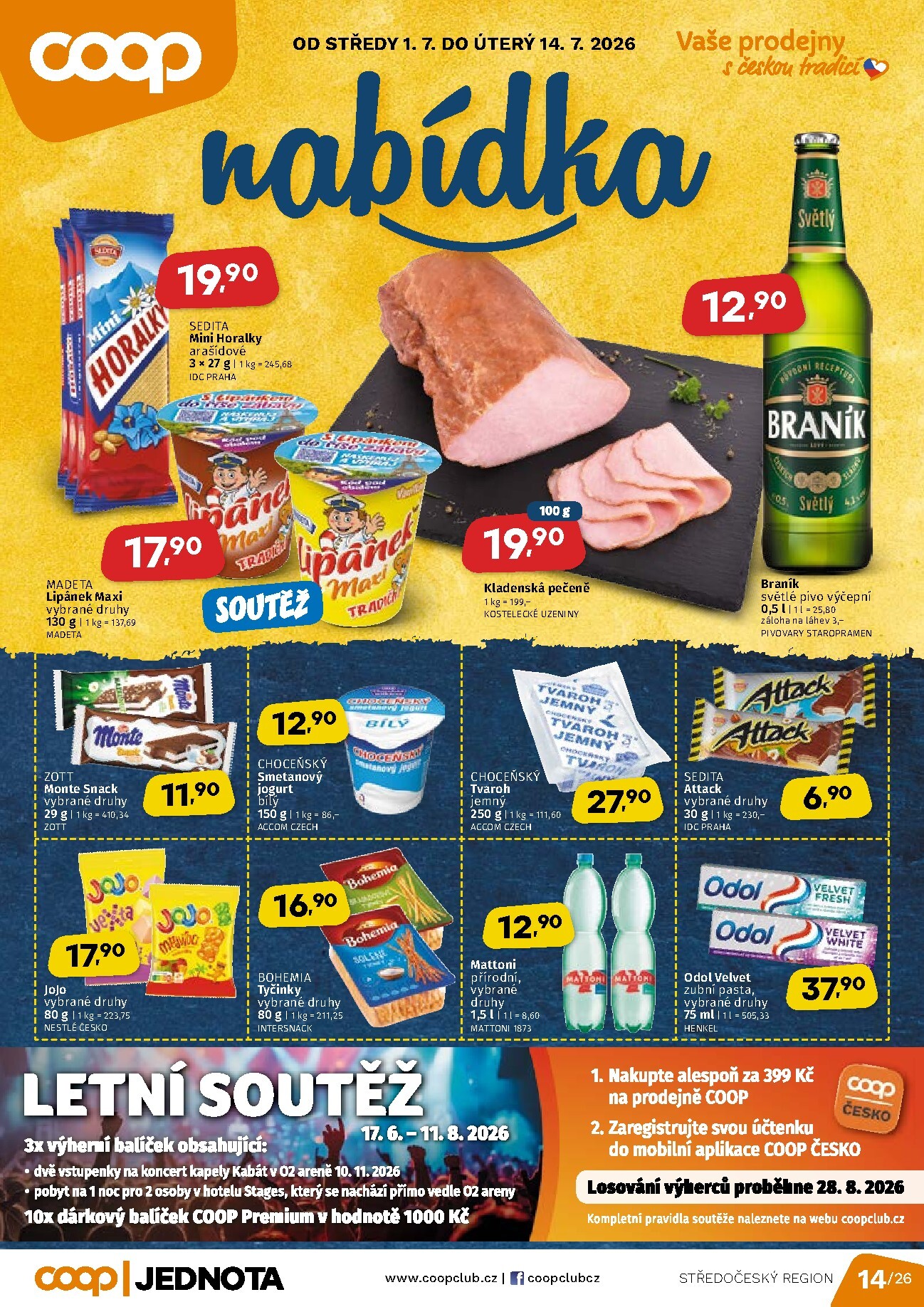 Budoucí COOP - Střední Čechy leták platný od středy 01.07.2026 do úterý 14.07.2026