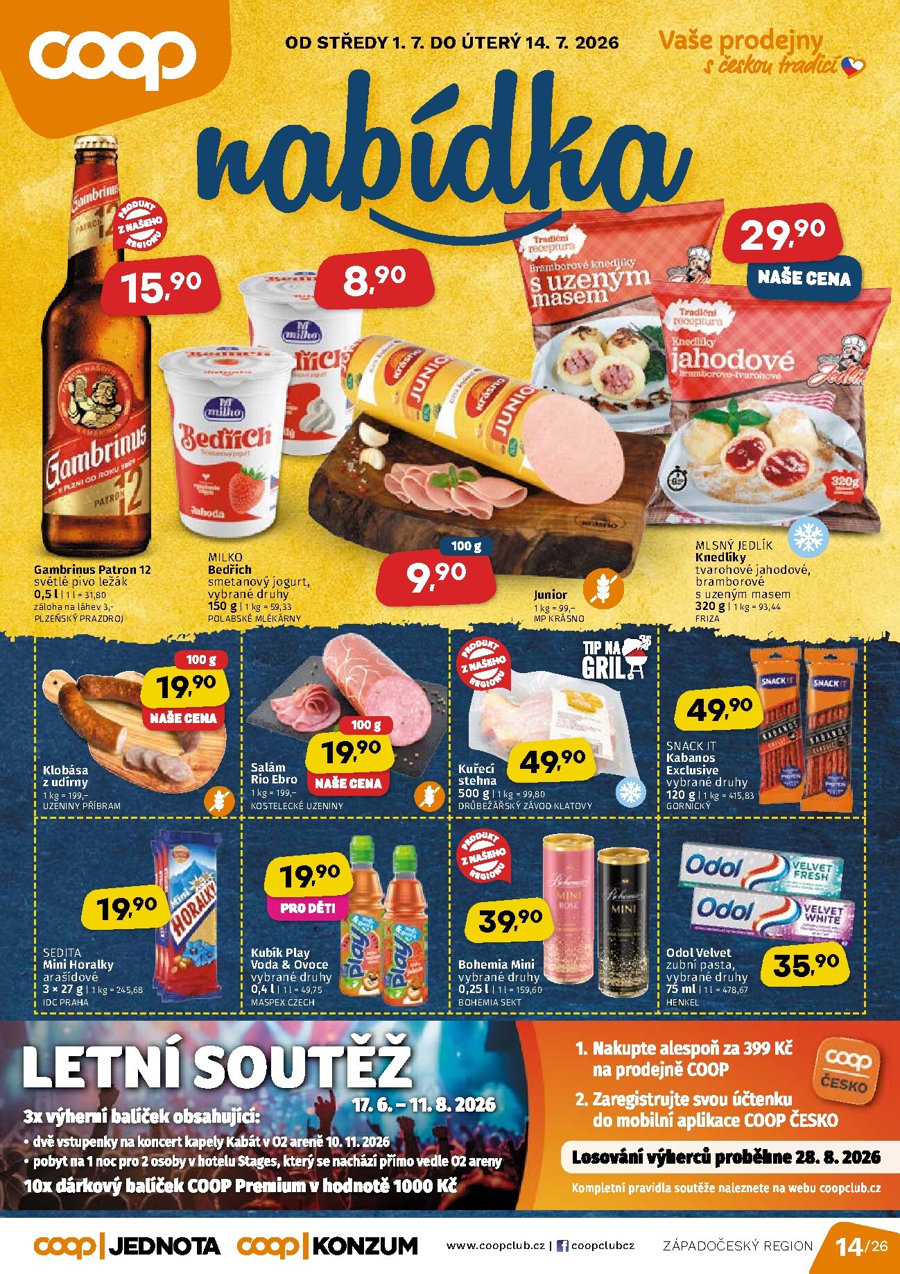 Budoucí COOP - Západní Čechy leták platný od středy 01.07.2026 do úterý 14.07.2026