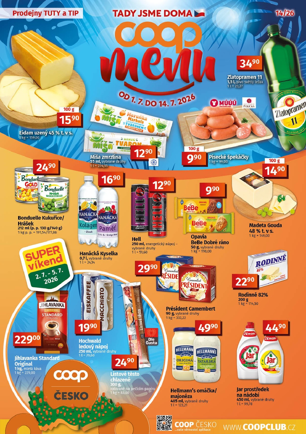 Budoucí Coop - TUTY-TIP MENU leták platný od středy 01.07.2026 do úterý 14.07.2026