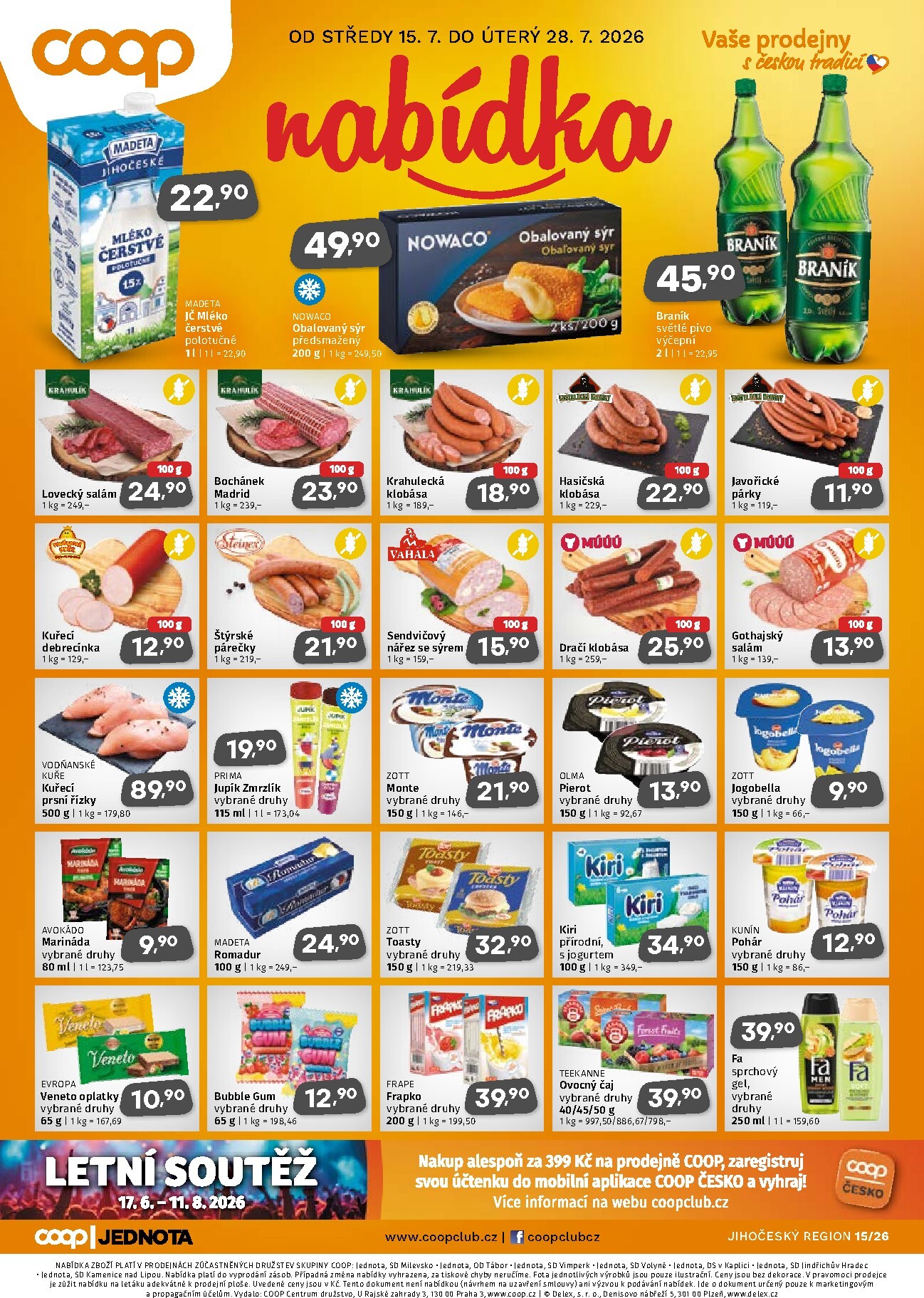 Budoucí Coop - Jižní Čechy leták platný od středy 15.07.2026 do úterý 28.07.2026