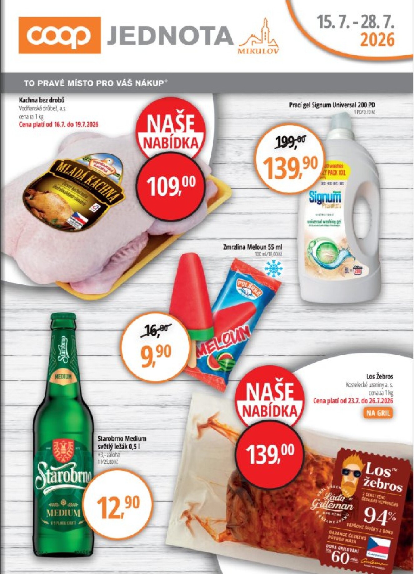 Aktuální Coop Jednota Mikulov leták platný od středy 15.07.2026 do úterý 28.07.2026