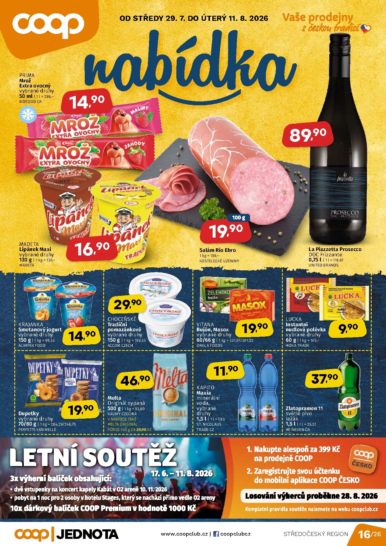 Aktuální Coop - Střední Čechy leták platný od středy 29.07.2026 do úterý 11.08.2026