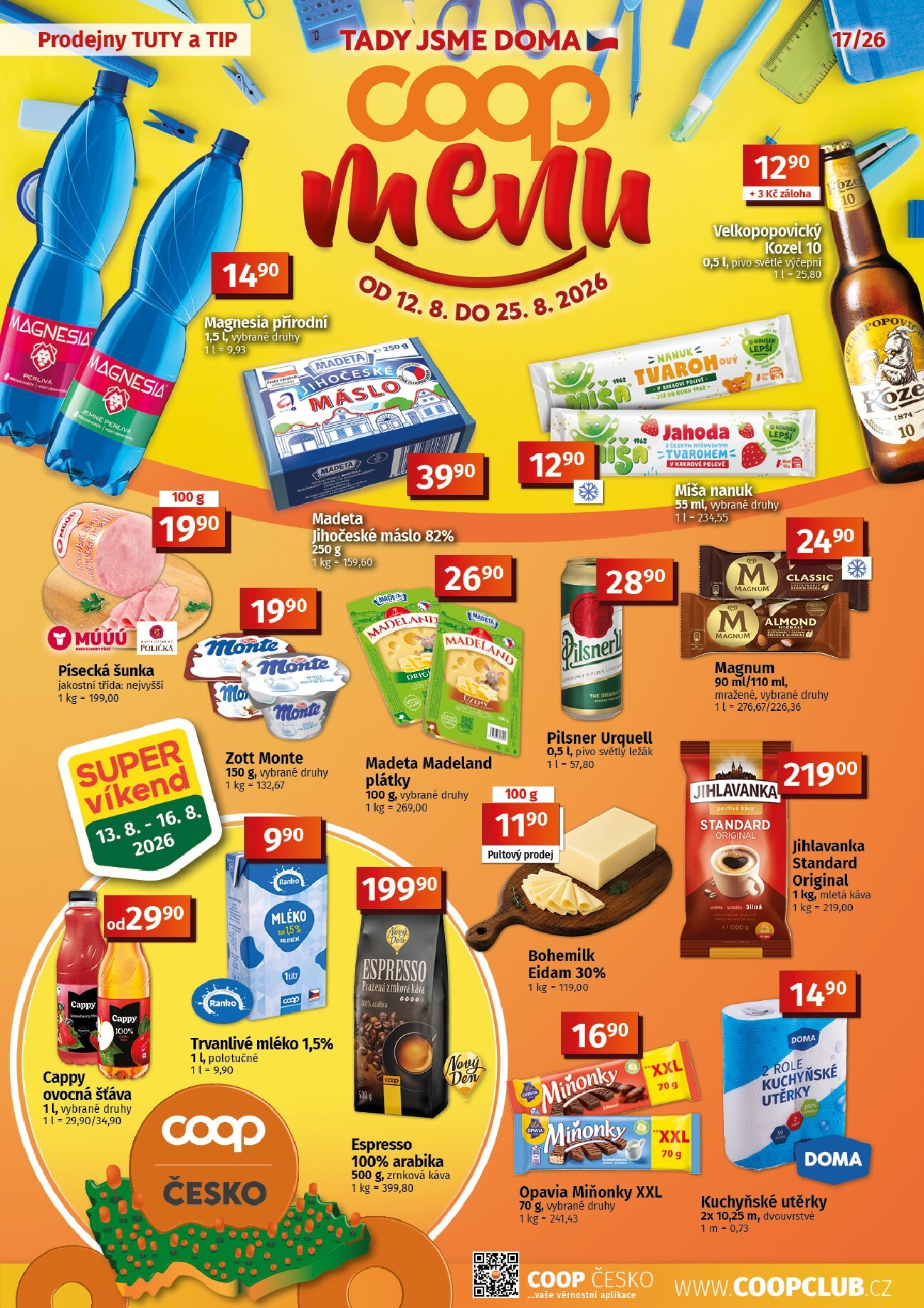 Aktuální Coop Tuty a Tip Menu leták platný od středy 12.08.2026 do úterý 25.08.2026