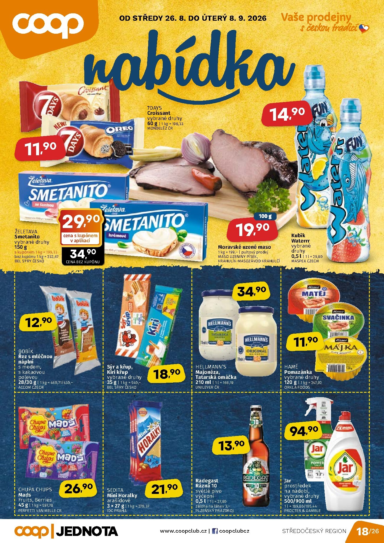 Aktuální Coop - Střední Čechy leták platný od středy 26.08.2026 do úterý 08.09.2026