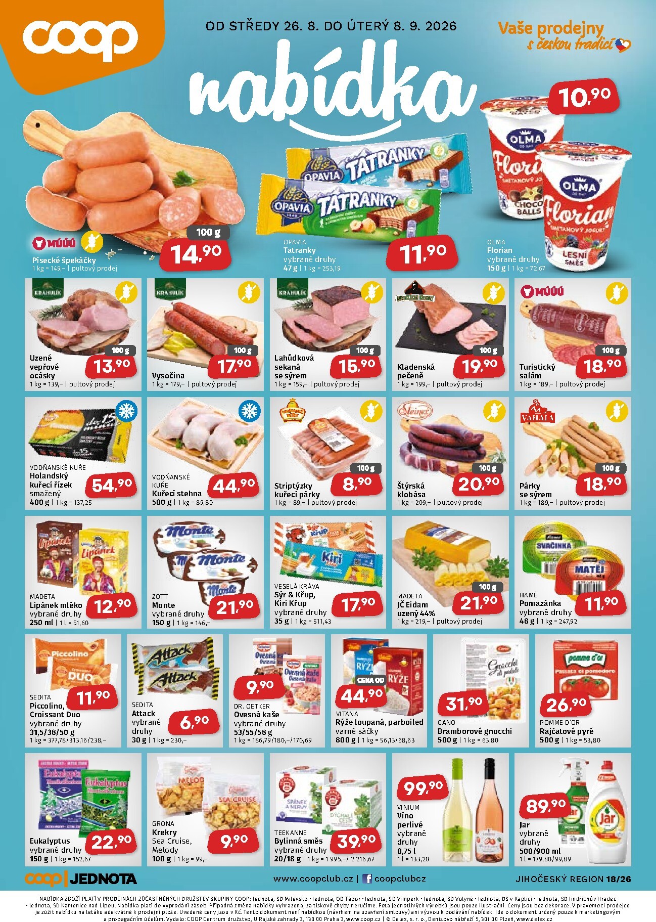 Aktuální Coop - Jižní Čechy leták platný od středy 26.08.2026 do úterý 08.09.2026