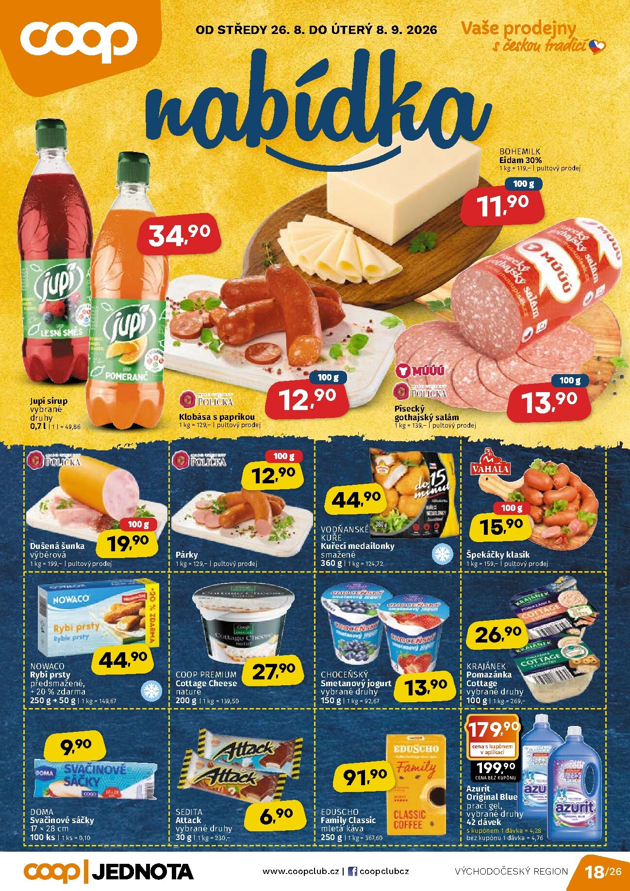 Aktuální Coop - Východní Čechy leták platný od středy 26.08.2026 do úterý 08.09.2026