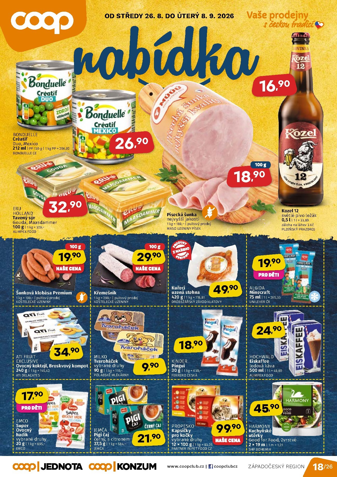 Aktuální Coop - Západní Čechy leták platný od středy 26.08.2026 do úterý 08.09.2026