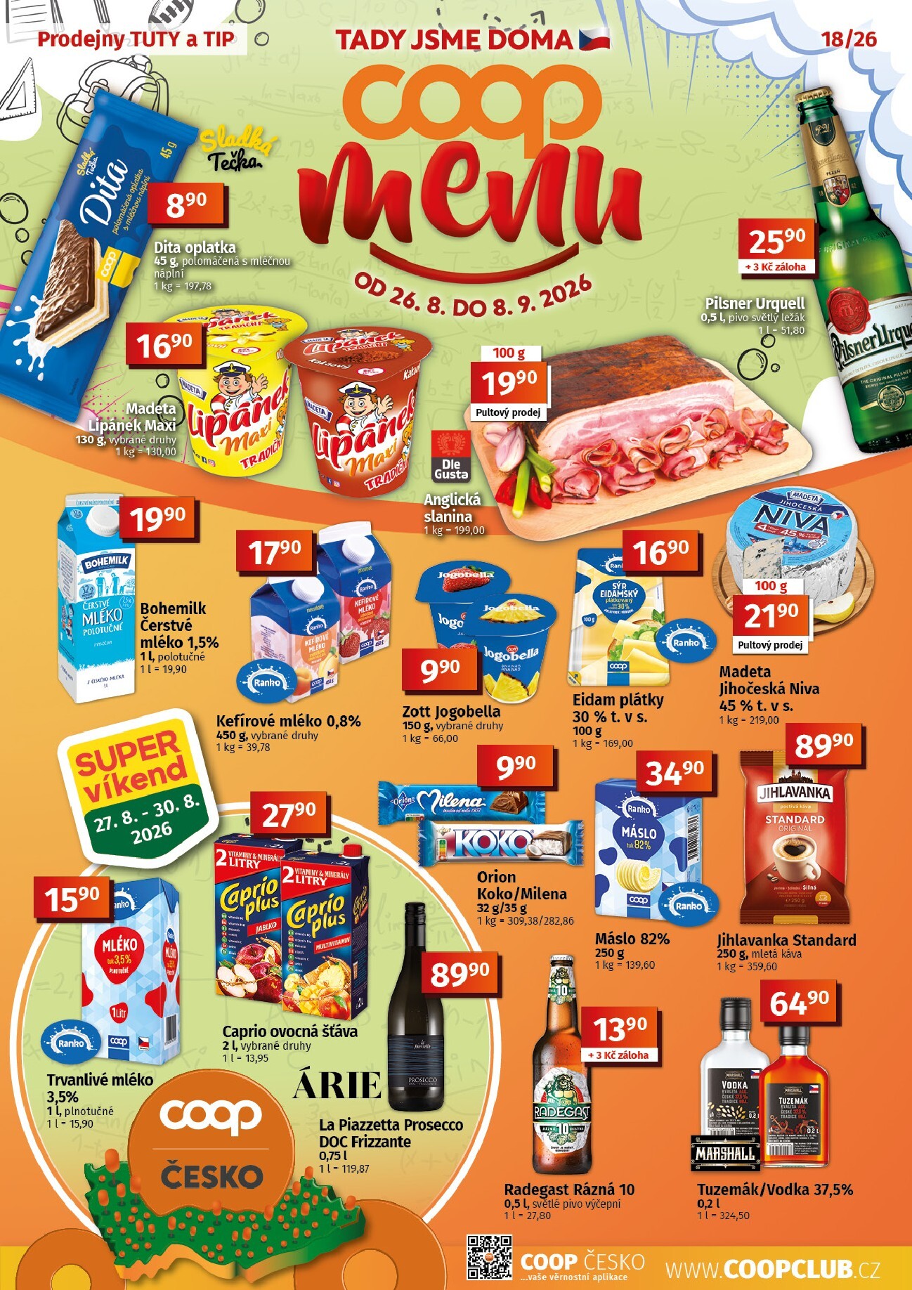 Aktuální Coop Tuty-Tip Menu leták platný od středy 26.08.2026 do úterý 08.09.2026