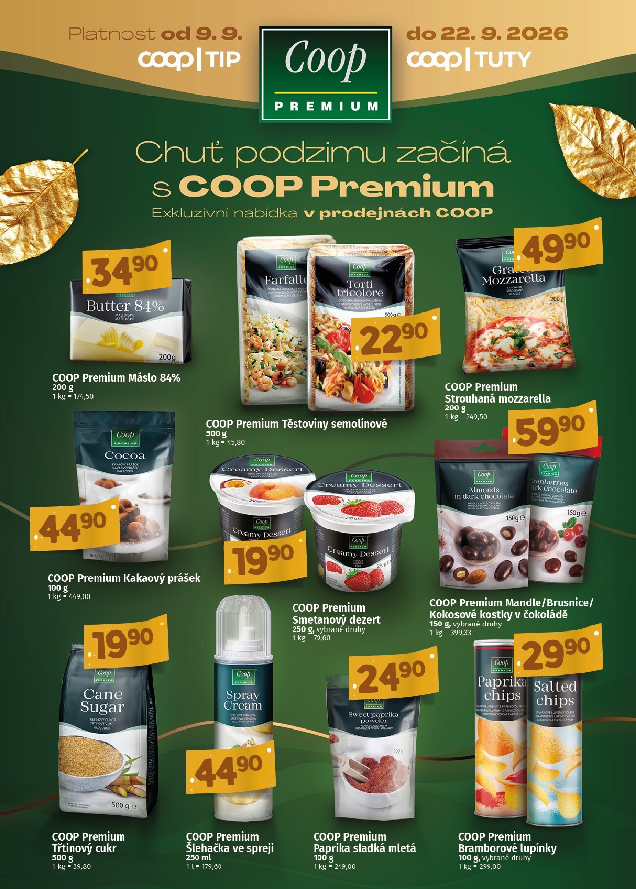 Aktuální Coop Premium leták platný od středy 09.09.2026 do úterý 22.09.2026