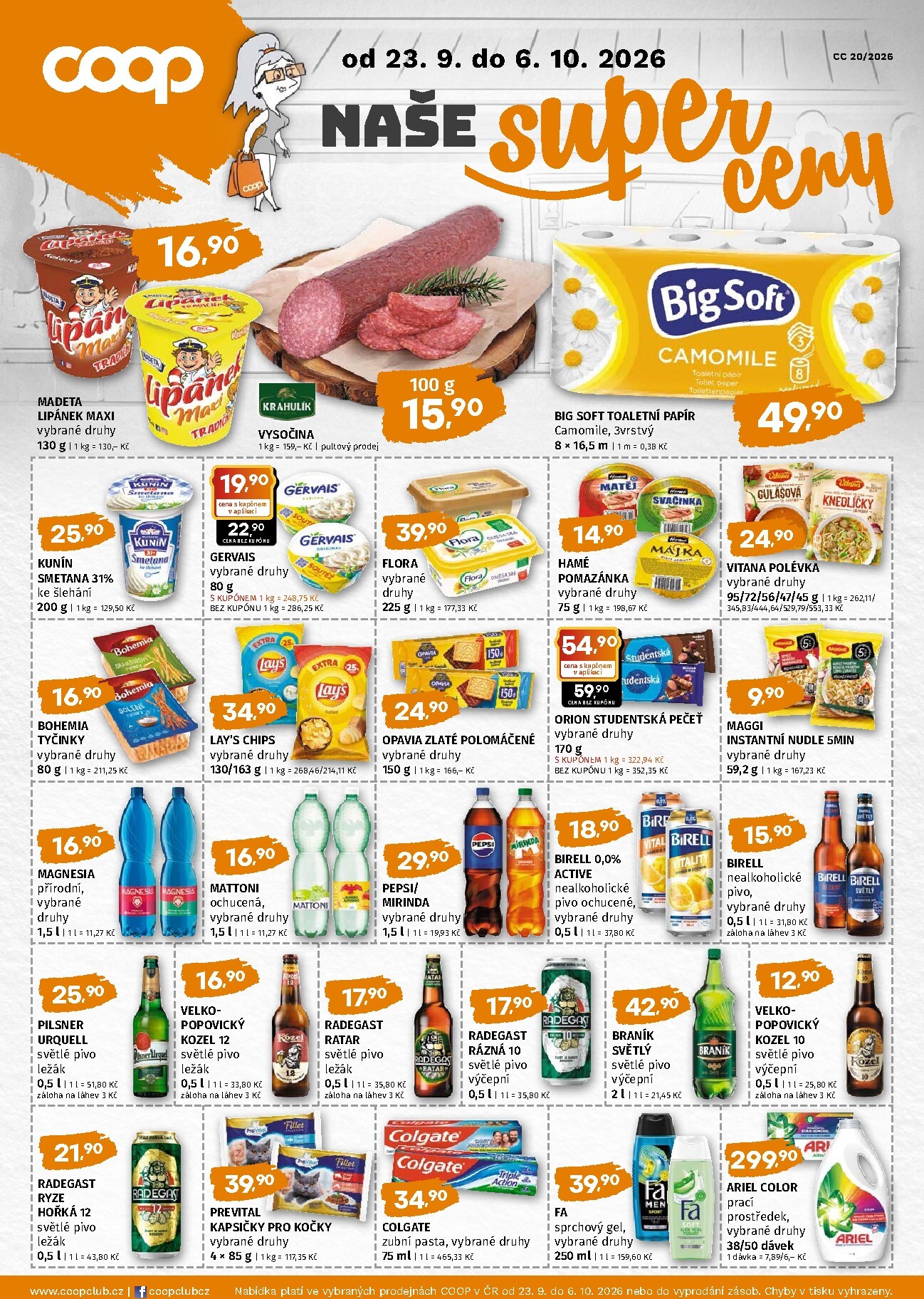 Aktuální Coop - Naše super ceny leták platný od středy 23.09.2026 do úterý 06.10.2026