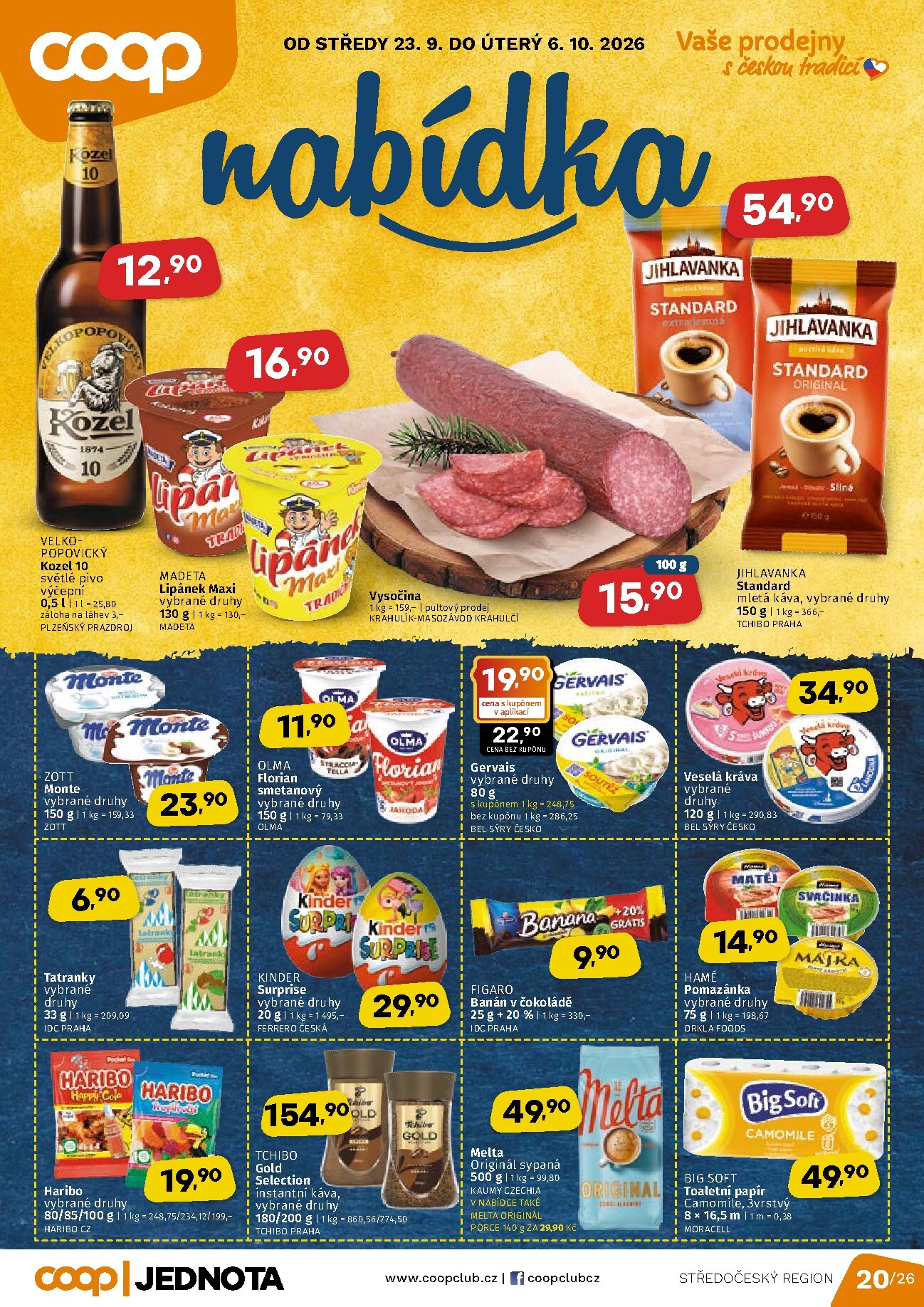 Aktuální Coop Střední Čechy leták platný od středy 23.09.2026 do úterý 06.10.2026