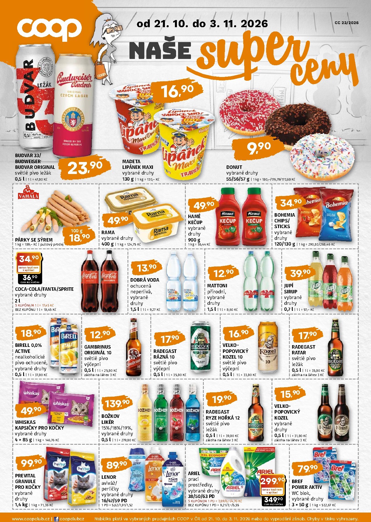 Budoucí Coop - Naše značky leták platný od středy 21.10.2026 do úterý 03.11.2026