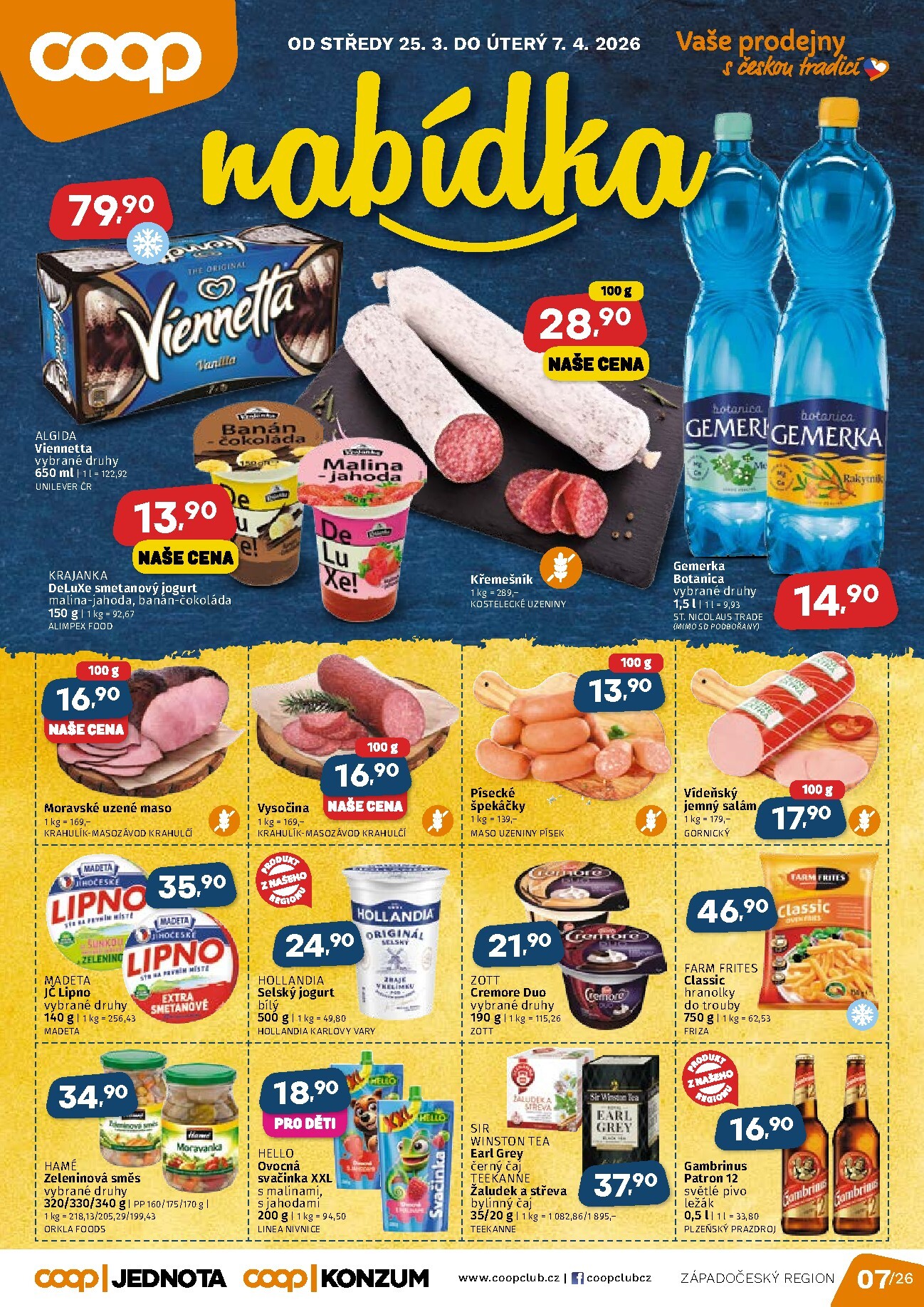 Coop - Západní Čechy leták platný od středy 25.03.2026 do úterý 07.04.2026
