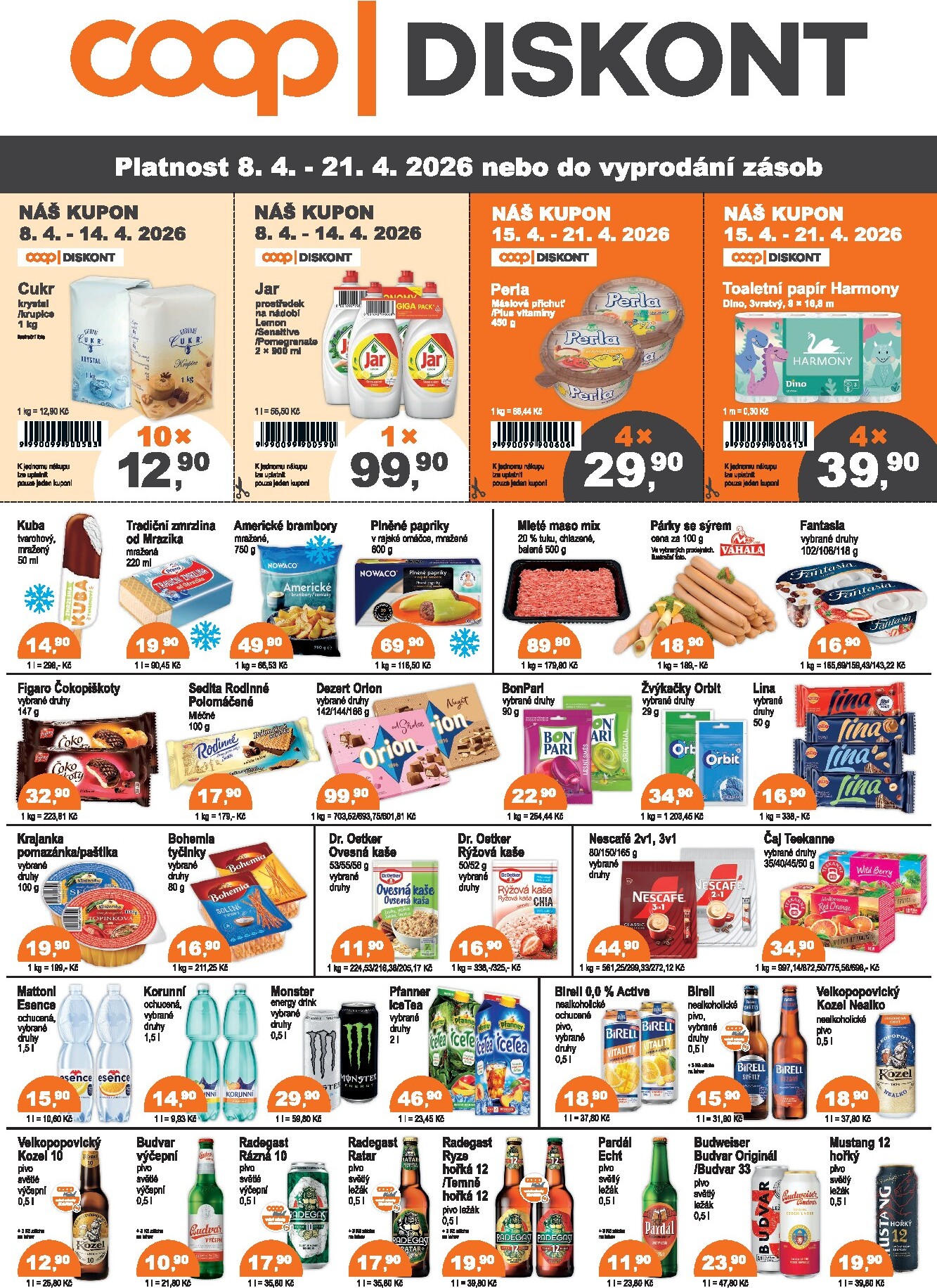 Aktuální Coop - Diskont leták platný od středy 08.04.2026 do úterý 21.04.2026
