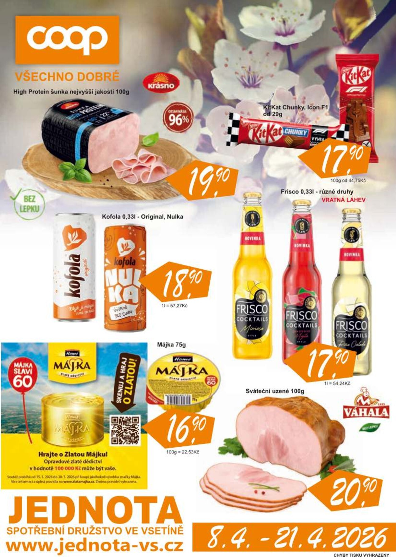 Aktuální COOP Jednota leták platný od středy 08.04.2026 do úterý 21.04.2026