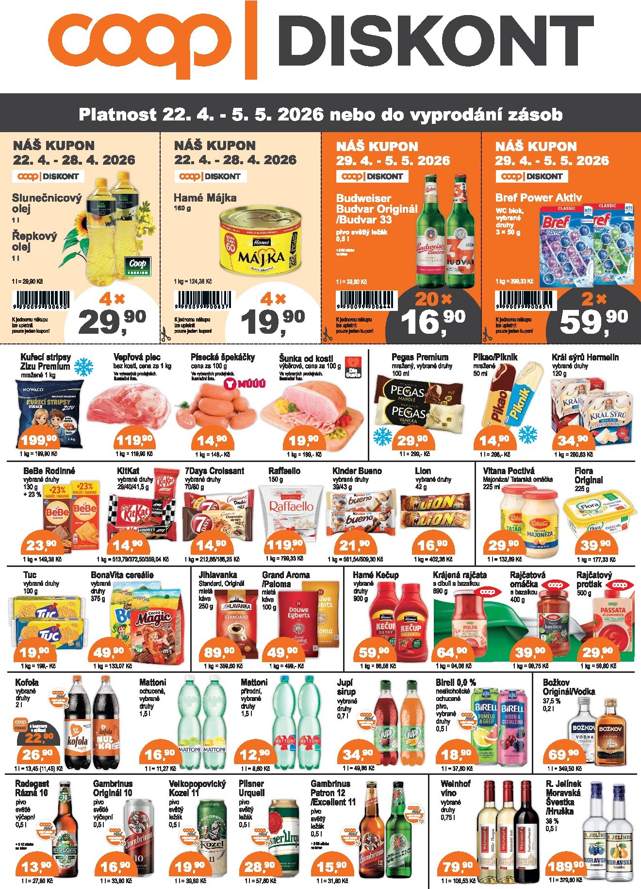 Aktuální Coop - Diskont leták platný od středy 22.04.2026 do úterý 05.05.2026