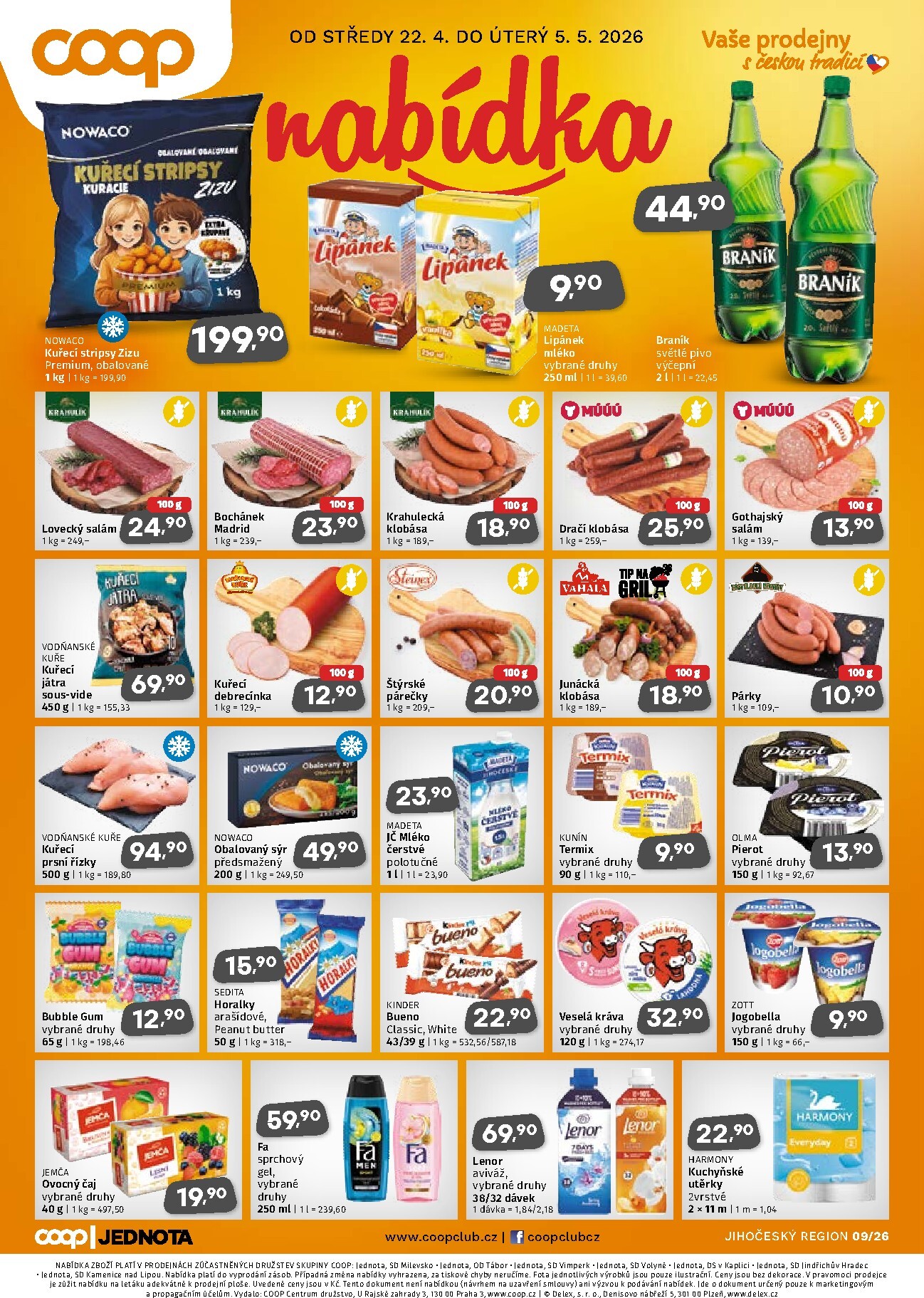 Aktuální Coop - Jižní Čechy leták platný od středy 22.04.2026 do úterý 05.05.2026