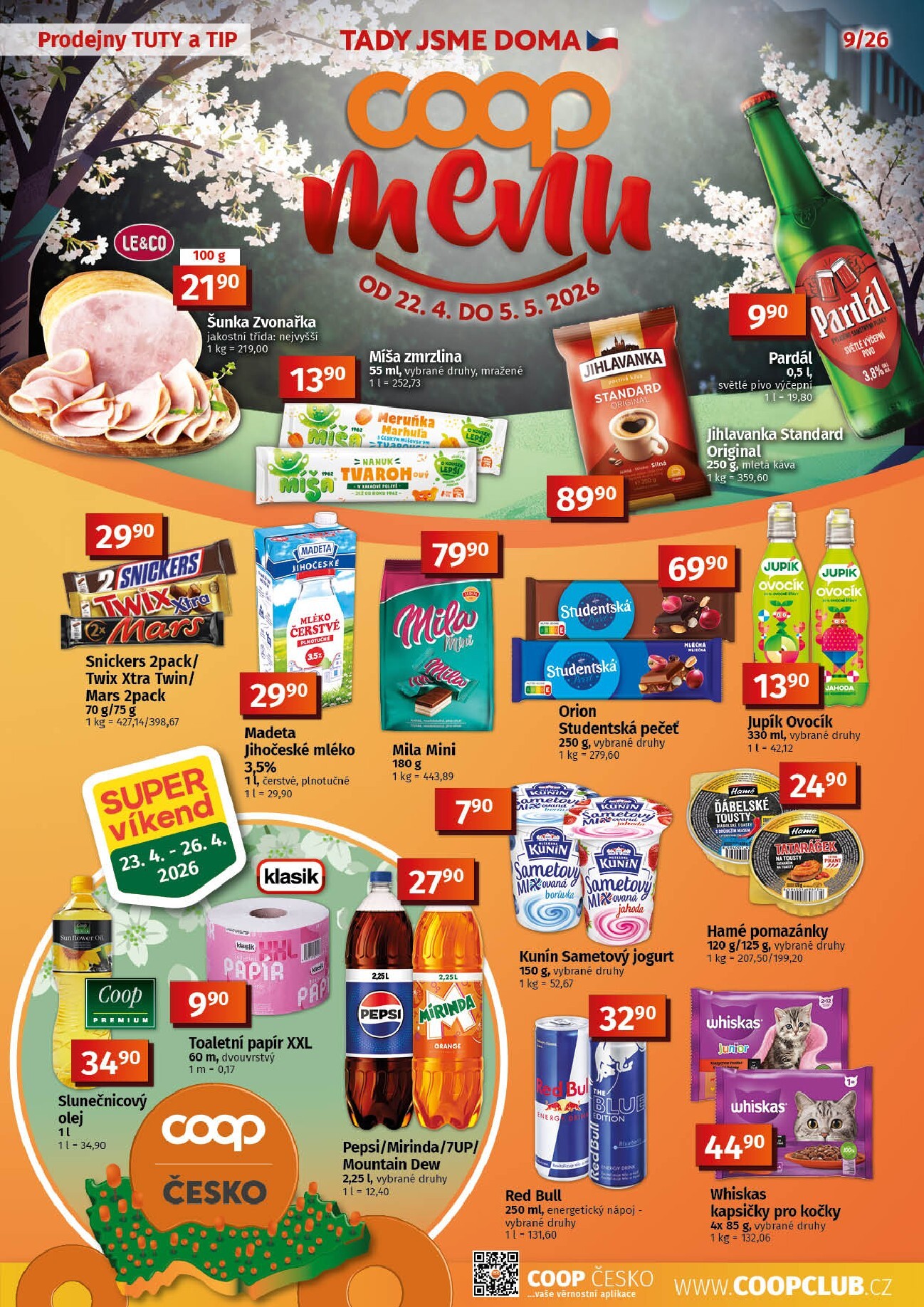 Aktuální Coop - Tuty-Tip Menu leták platný od středy 22.04.2026 do úterý 05.05.2026