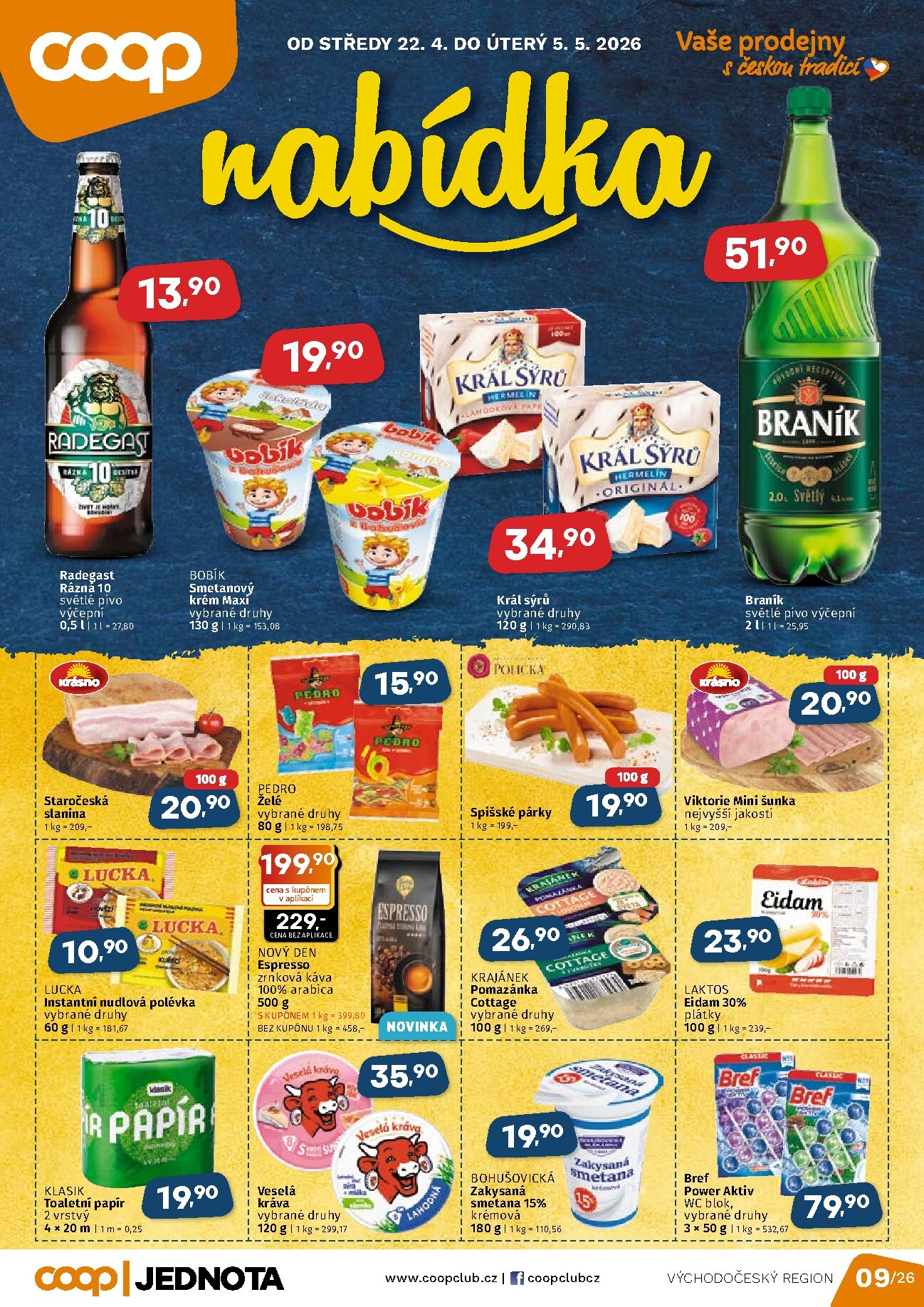 Aktuální Coop - Východní Čechy leták platný od středy 22.04.2026 do úterý 05.05.2026