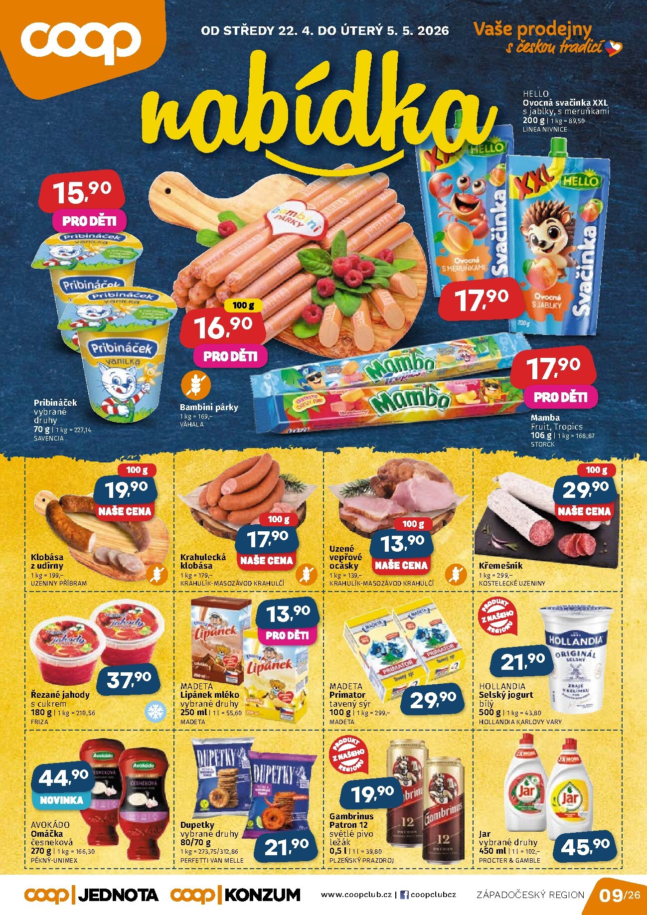 Aktuální Coop - Západní Čechy leták platný od středy 22.04.2026 do úterý 05.05.2026