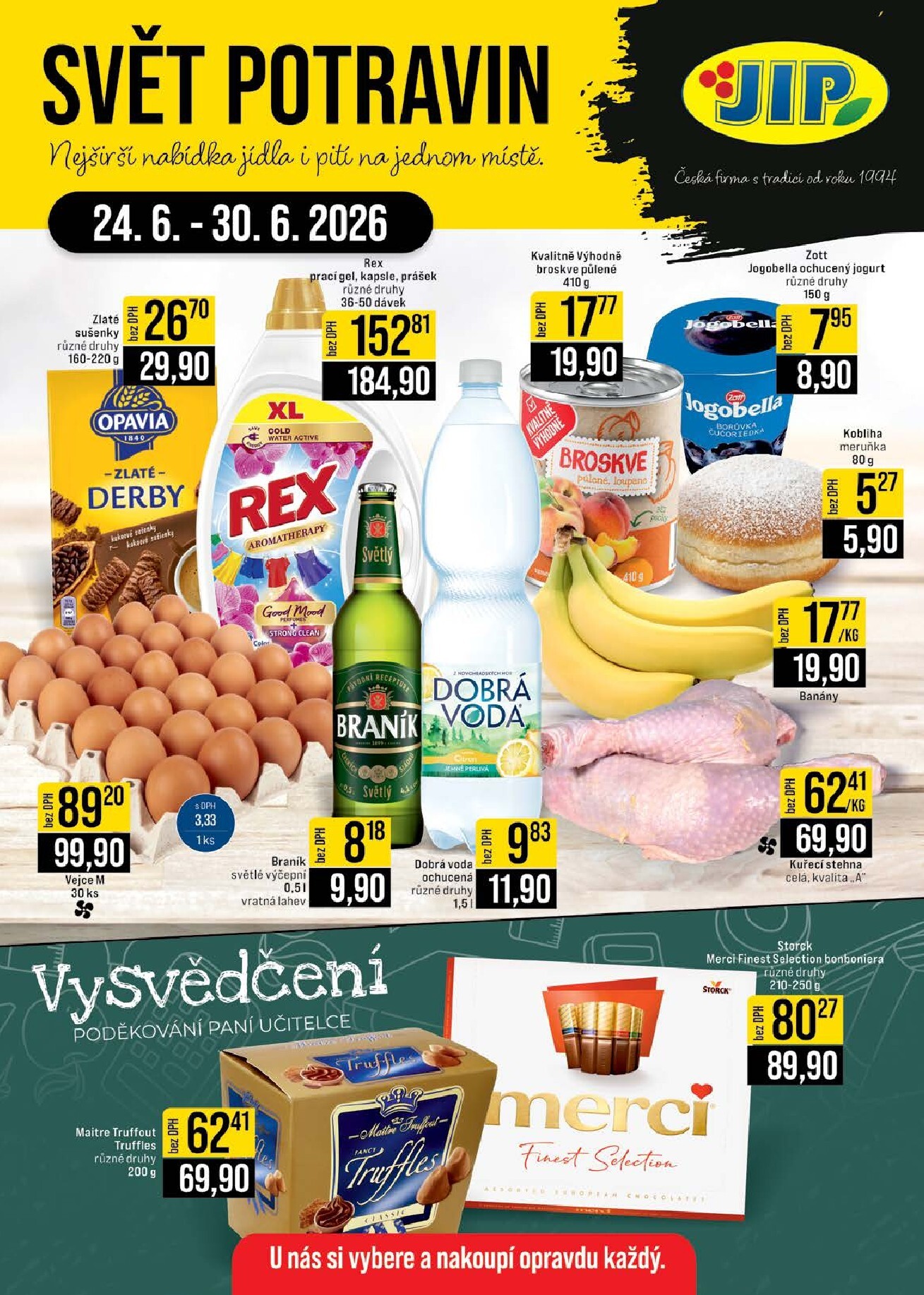 Budoucí JIP - Akční leták Svět potravin leták platný od středy 24.06.2026 do úterý 30.06.2026