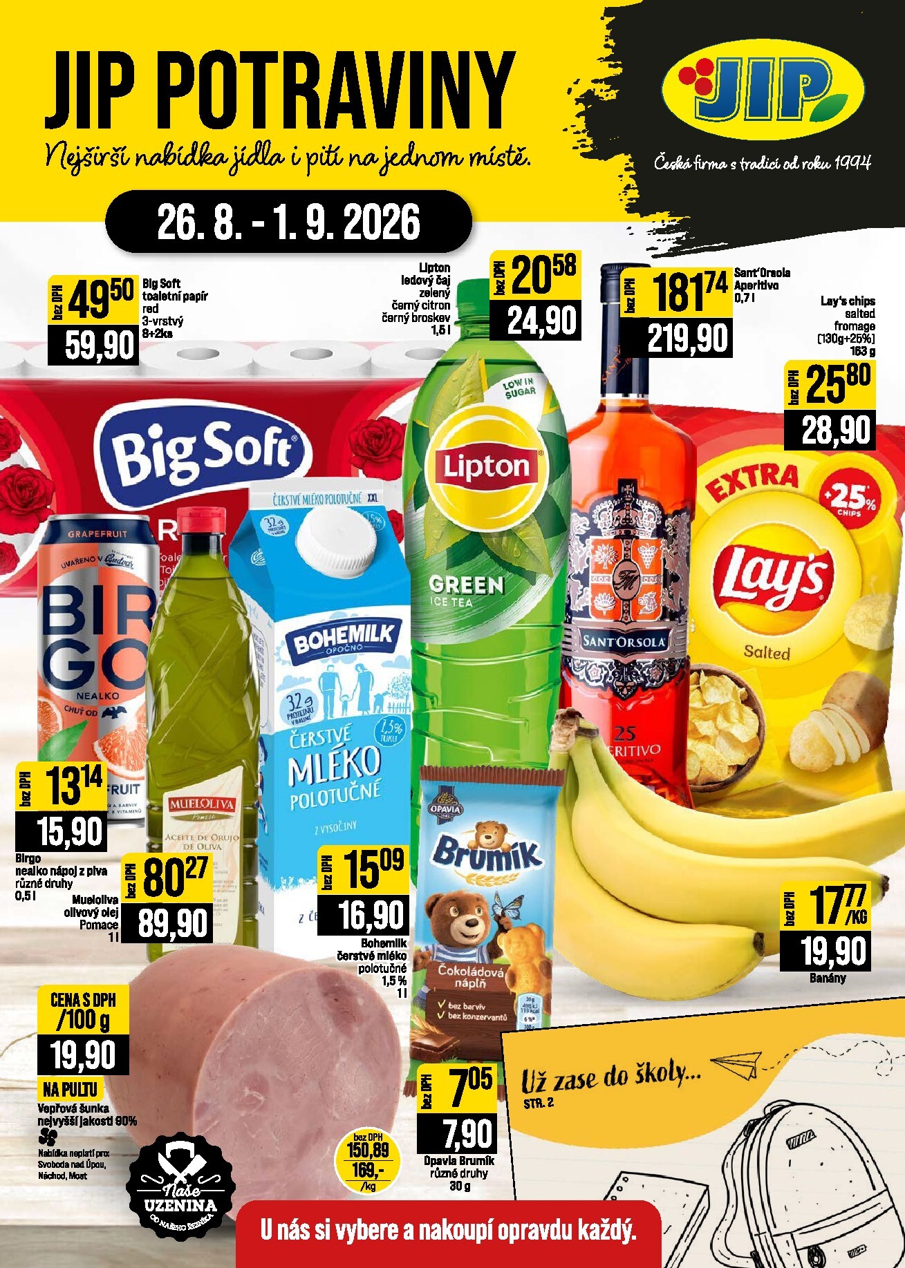 Budoucí JIP - České Budějovice, Most, Svoboda nad Úpou, Náchod, Sušice leták platný od středy 26.08.2026 do úterý 01.09.2026